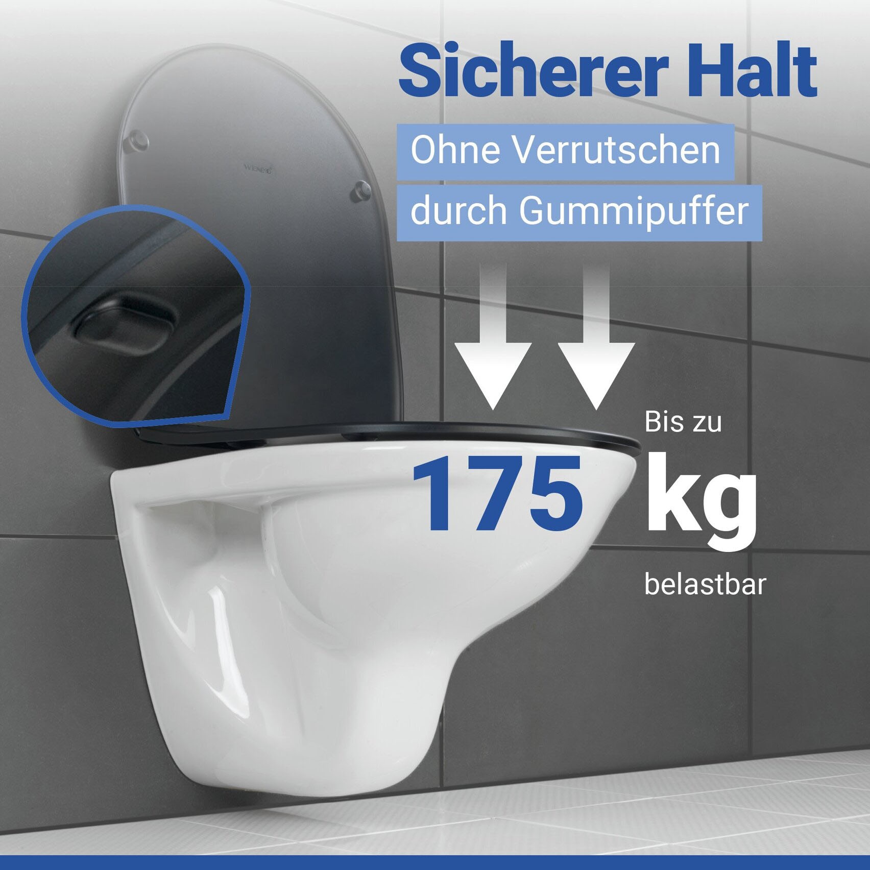 WENKO WC-Sitz »Modell Galati« Toilettensitz aus Duroplast, ultraflach, D-Form, mit Absenkautomatik