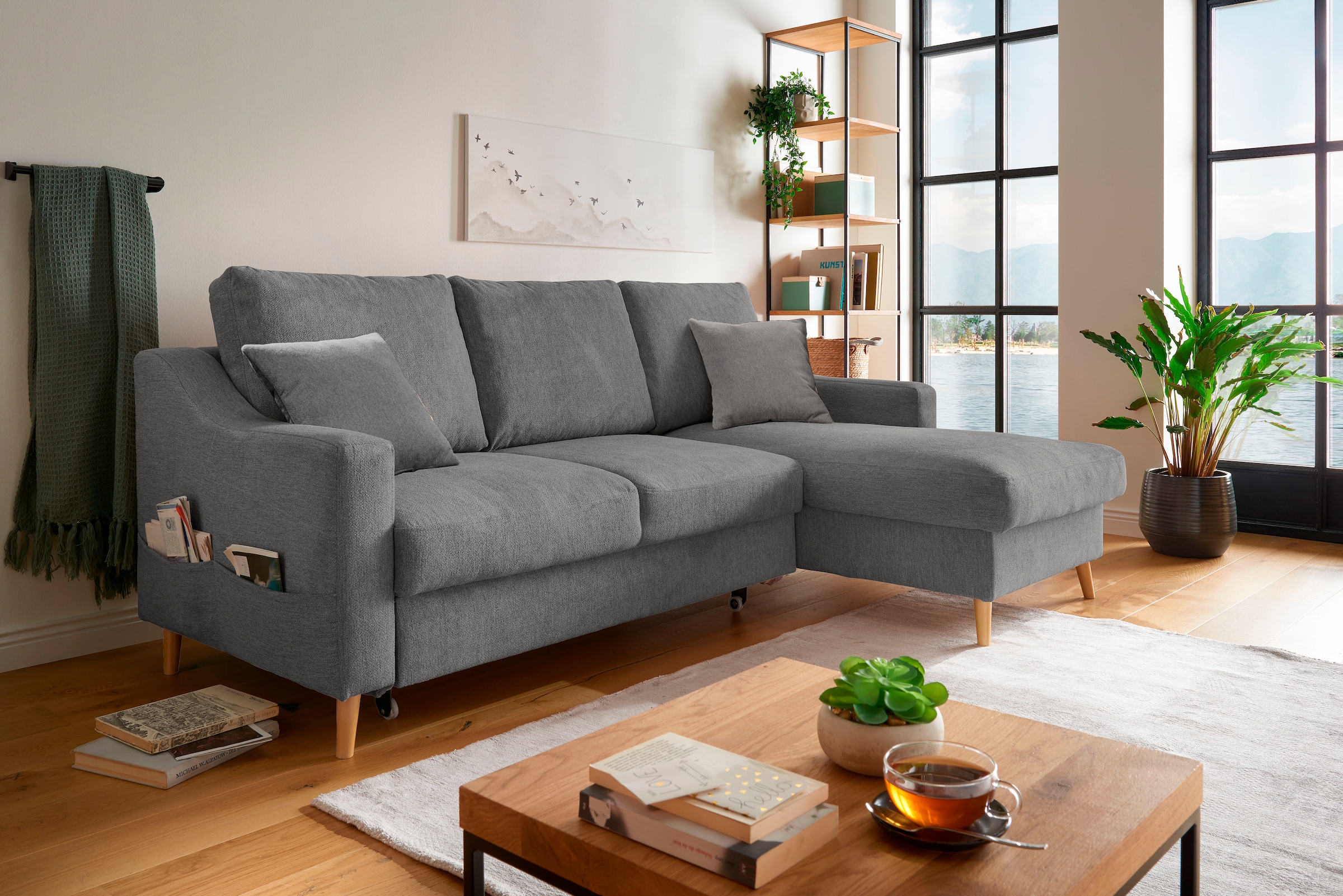 Home affaire Ecksofa "Valentina L-Form" 2 Zierkissen, mit Seitentasche, aus günstig online kaufen