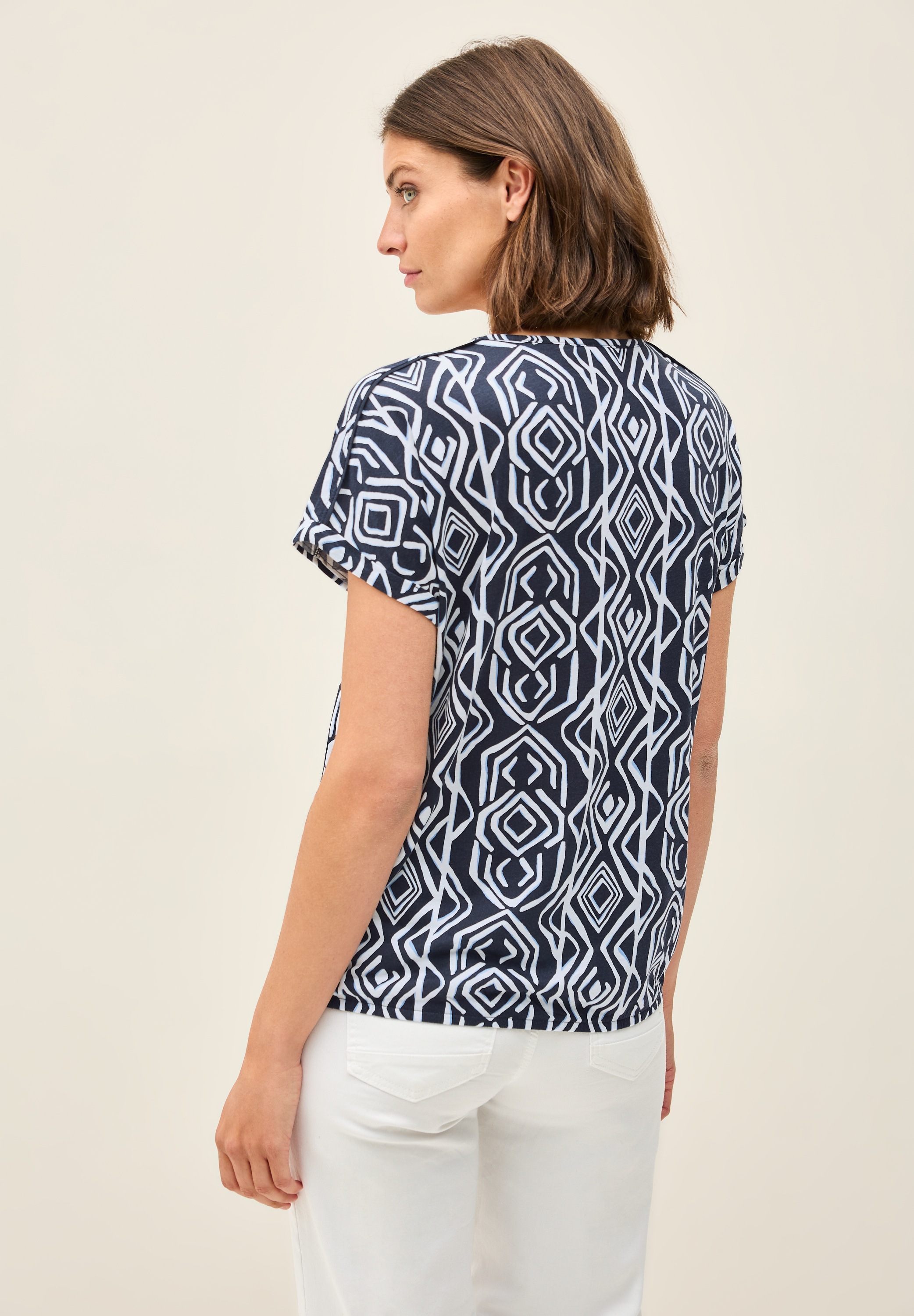 Cecil V-Shirt, bestehend aus einem Materialmix günstig online kaufen