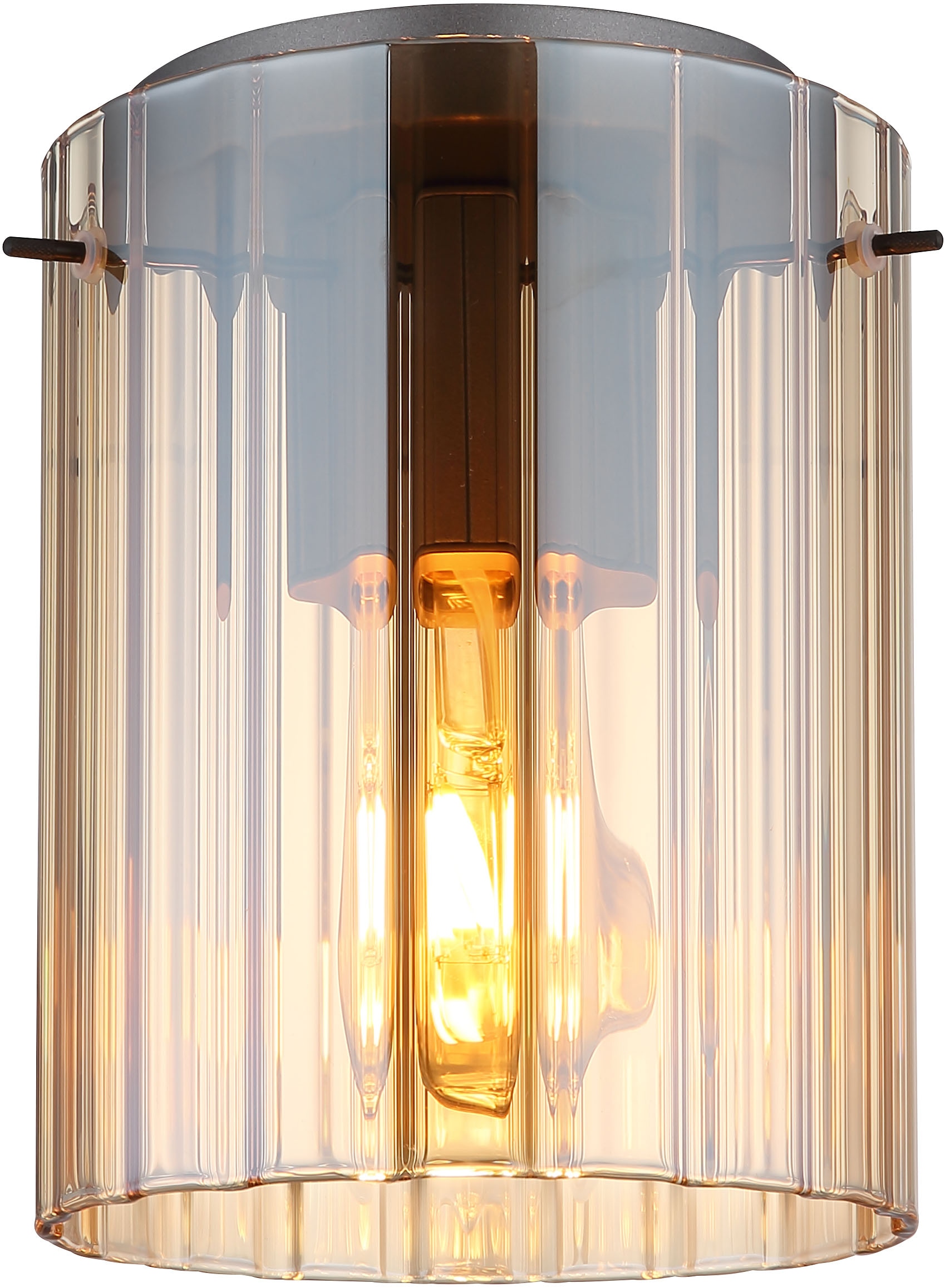 GLOBO LIGHTING Deckenleuchte »TULIVAR«, Leuchtmittel E27 | ohne Leuchtmittel, Deckenlampe/Glas amber/Rillen/Flur/Wohnzimmer