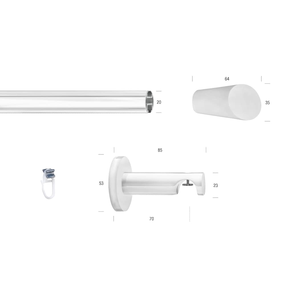 GARESA Gardinenstange »WHITE«, 1 läufig-läufig, Wunschmaßlänge