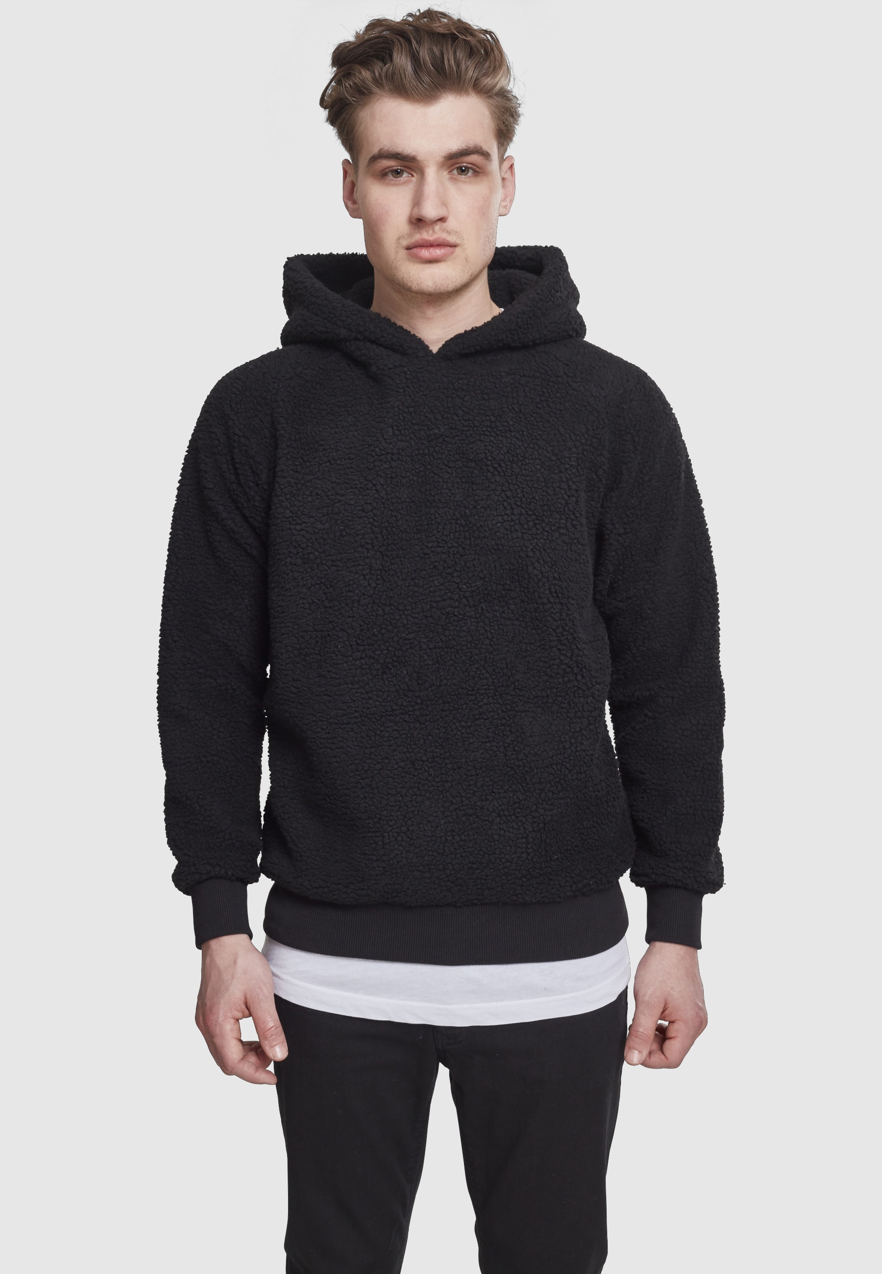 URBAN CLASSICS Rundhalspullover »Urban Classics Herren Sherpa Hoody« 1 Stk.