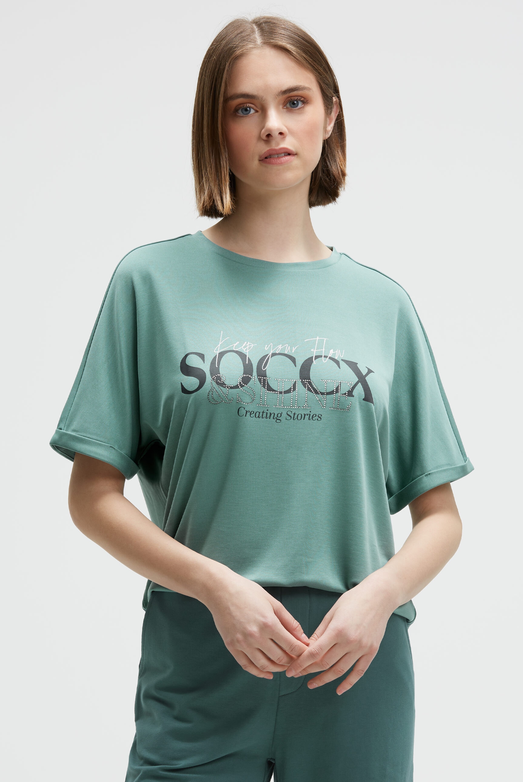 SOCCX Rundhalsshirt mit Fledermausärmeln günstig online kaufen