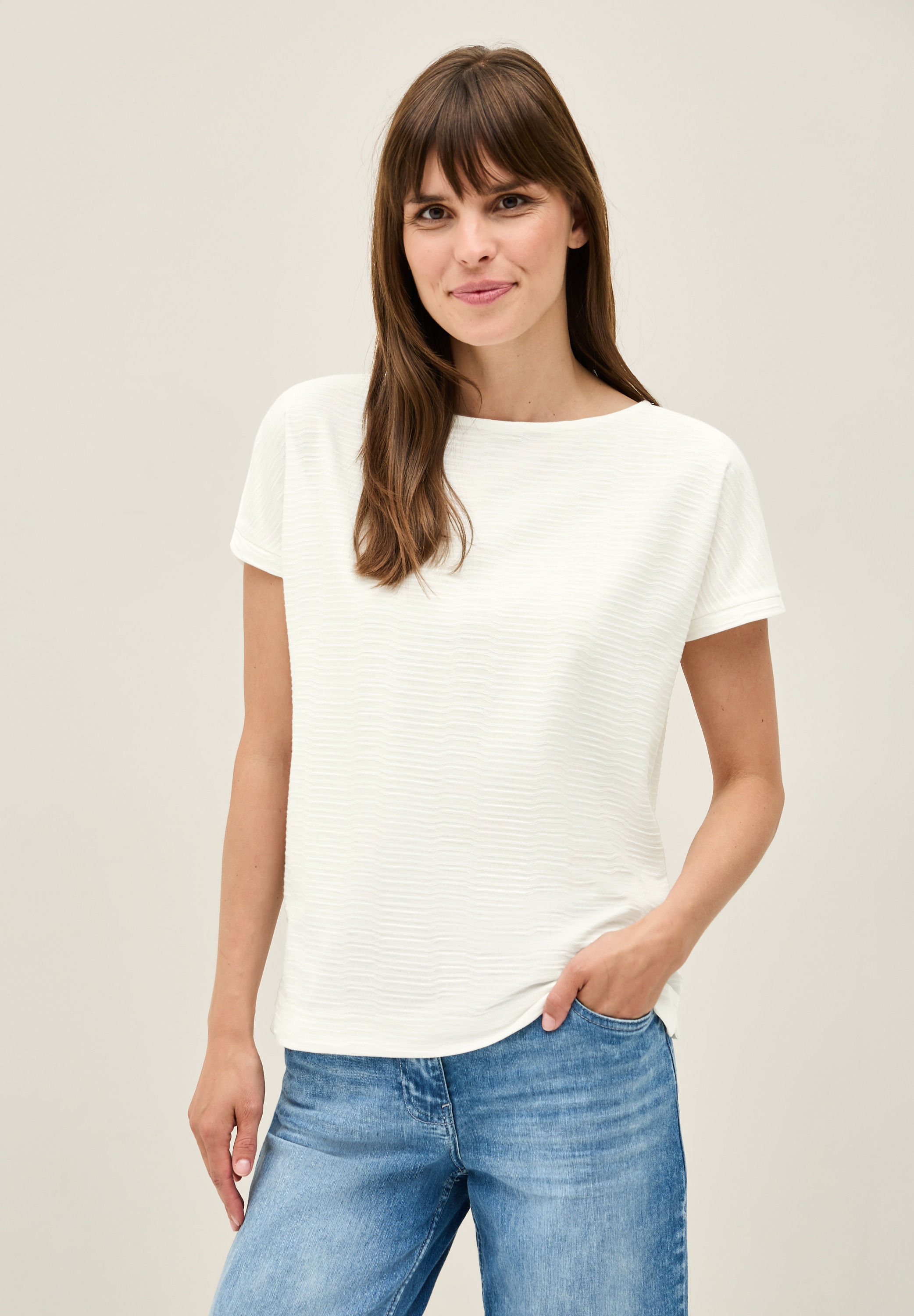 Cecil T-Shirt, aus elastischem Materialmix günstig online kaufen