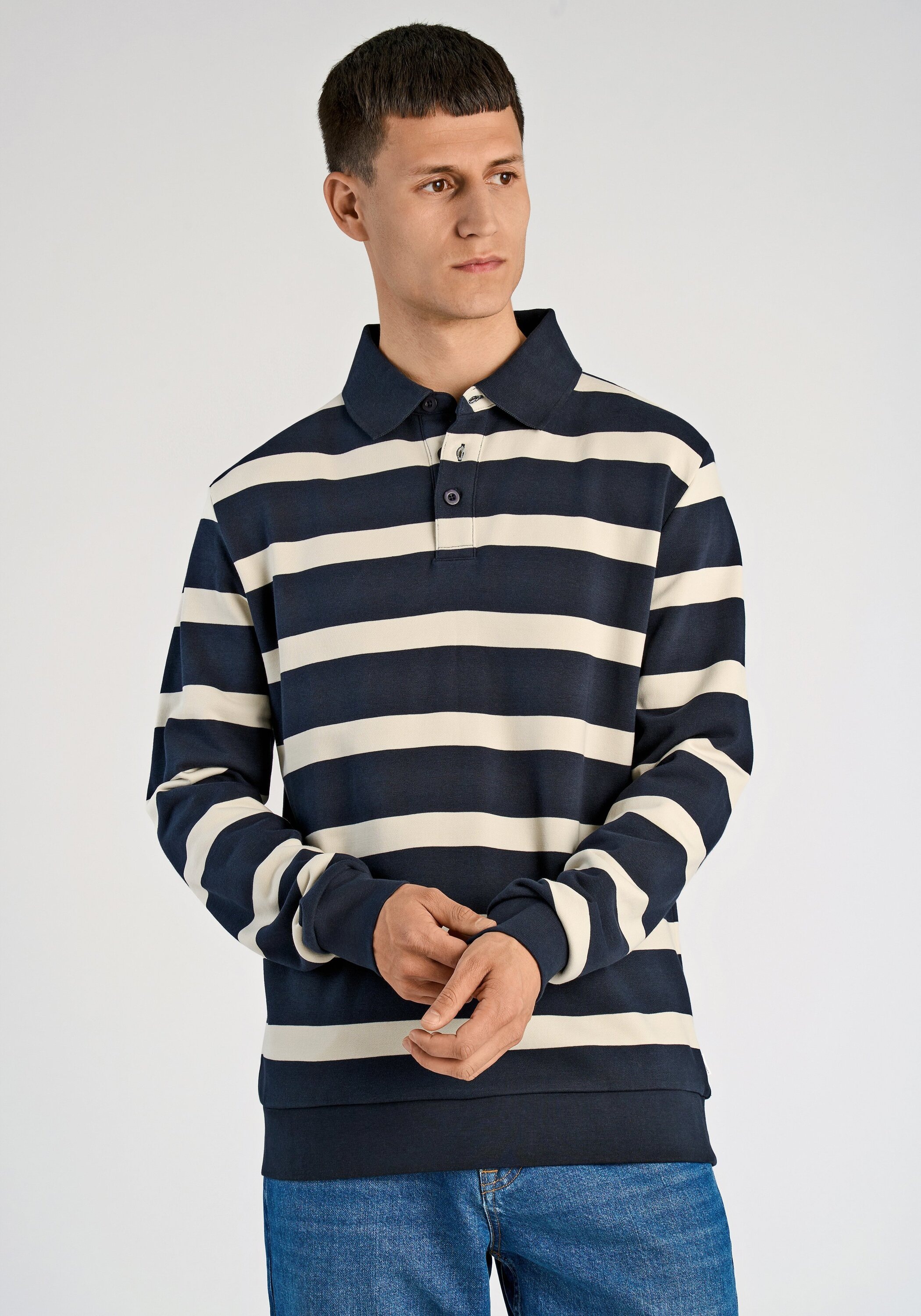 Sweatshirt LINDBERGH "Sweatshirt Relaxed Fit", Herren, Gr. L, navy, Obermaterial: 85% Baumwolle, 15% Polyester, lässig geschnitten, Sweatshirts Sweatshirt