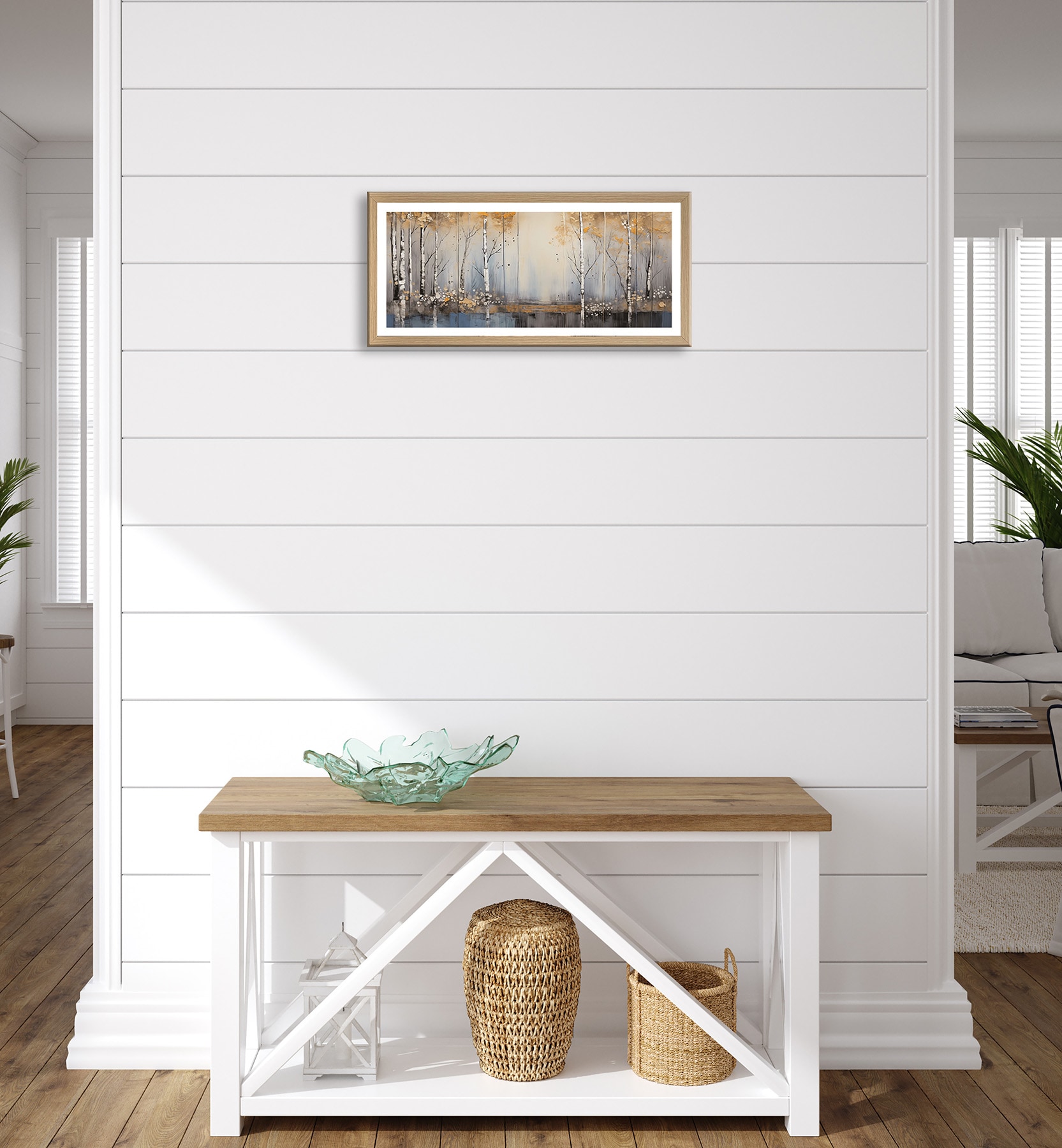 Bönninghoff Bild mit Rahmen »Wandbild gerahmt BIRKENWALD 23x49 cm – Natur Wanddeko modern« Abstrakt | Abstrakte | Baumbilder | Bäume | Landschaft | Natur | Wald | Waldbilder 1 Stk. tlg. mit dekorativem Rahmen