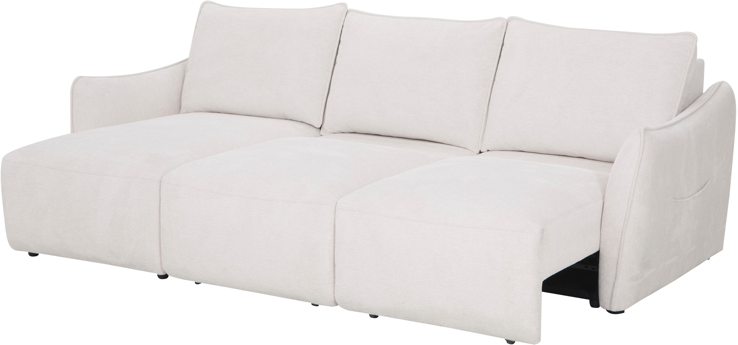 OTTO home Ecksofa »FEENY Schlafsofa (260 cm) elektr. Sitztiefenverstellung in 2 Sitzen« Sitze einzeln verstellbar, weicher Webstoff