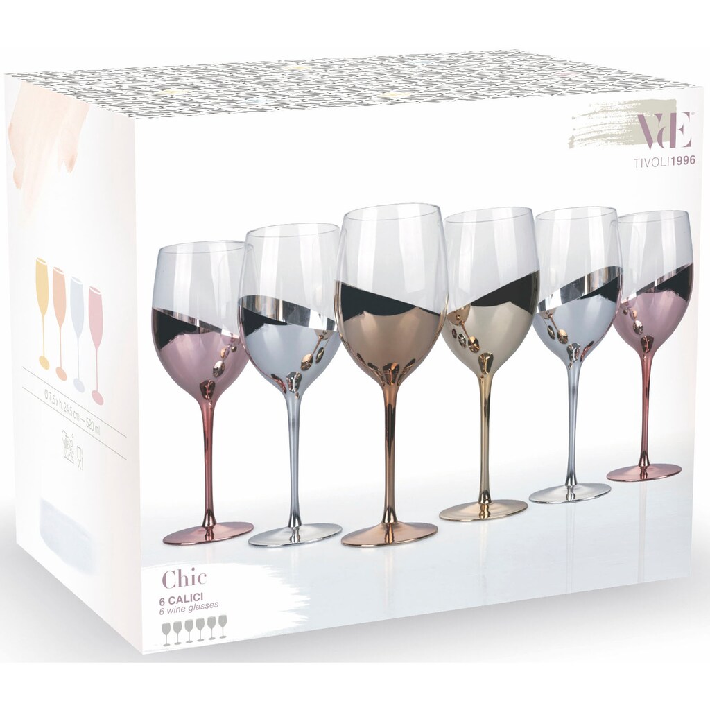 Villa d'Este Weinglas »Chic roségold«, (Set, 6 tlg.)