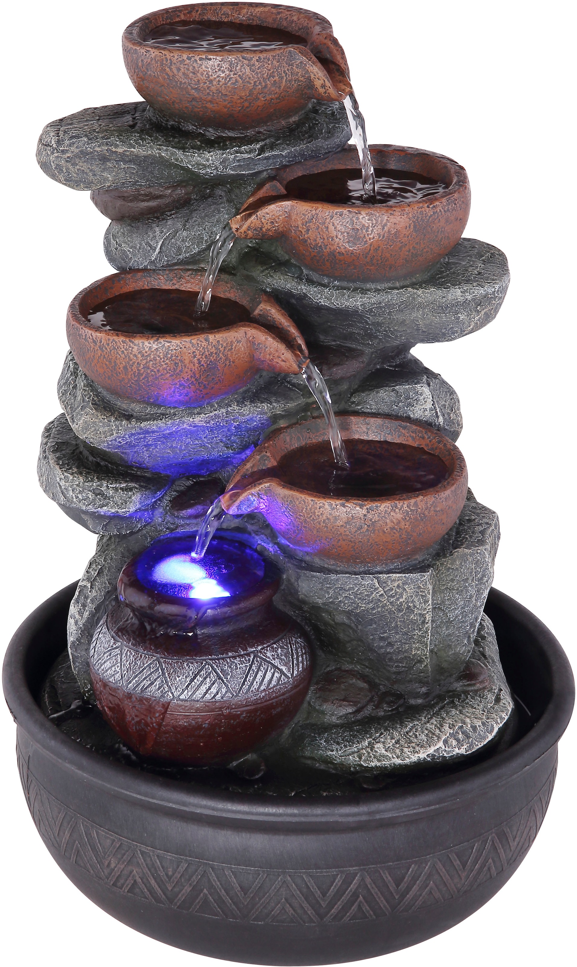 GLOBO LIGHTING Dekolicht »FONTANA« LED-Modul 1 Stk. Brunnen Grau/Schwarz, RGB, Licht aufwärts, 12V