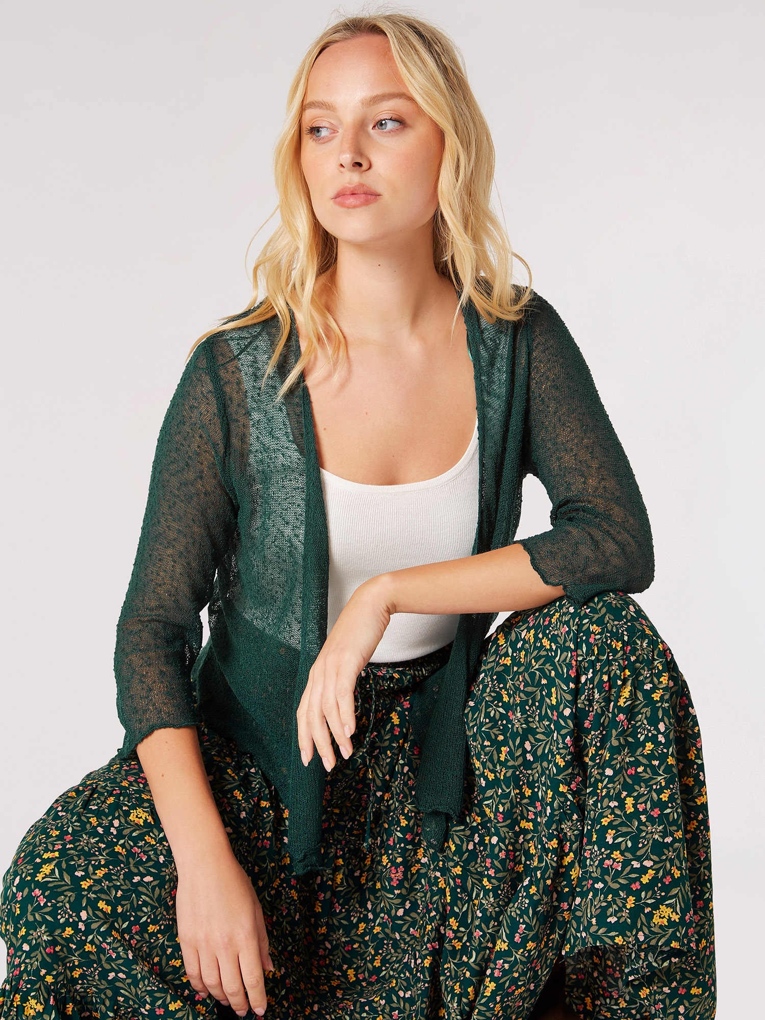 Apricot Strickcape »Popcorn-Strickjacke« 1 im semitransparenten Design