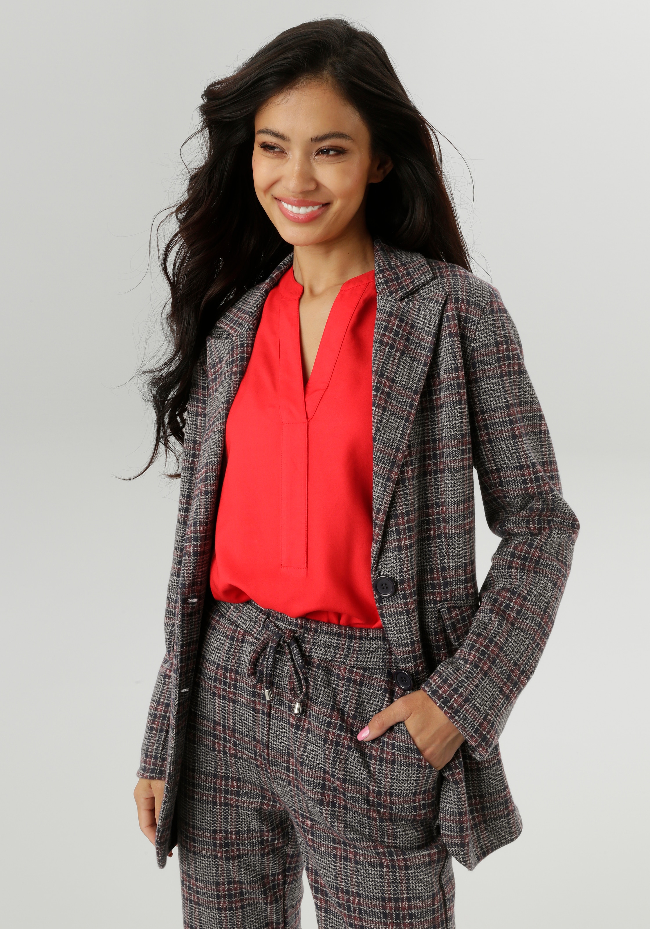 Aniston SELECTED Jerseyblazer mit klassischem Karomuster günstig online kaufen