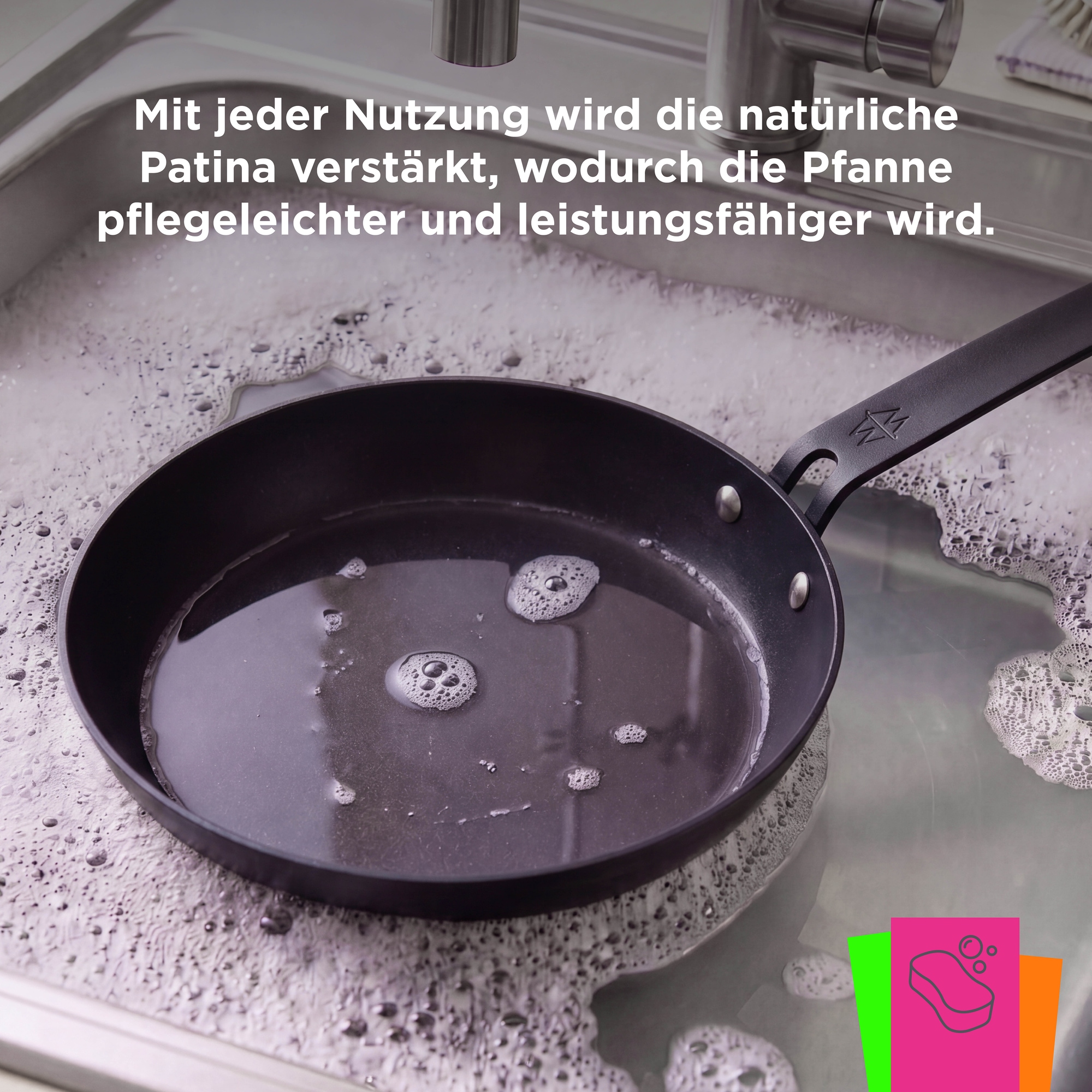 WOLL Bratpfanne »MÄLZERxWOLL Carbonstahl Bratpfanne Ø20-28cm, vorgebrannt, Induktion« Karbon-Stahl 1 tlg. Genieterer Stiel, Ofenfest, Spülmaschinengeeignet, 4-5cm hoch
