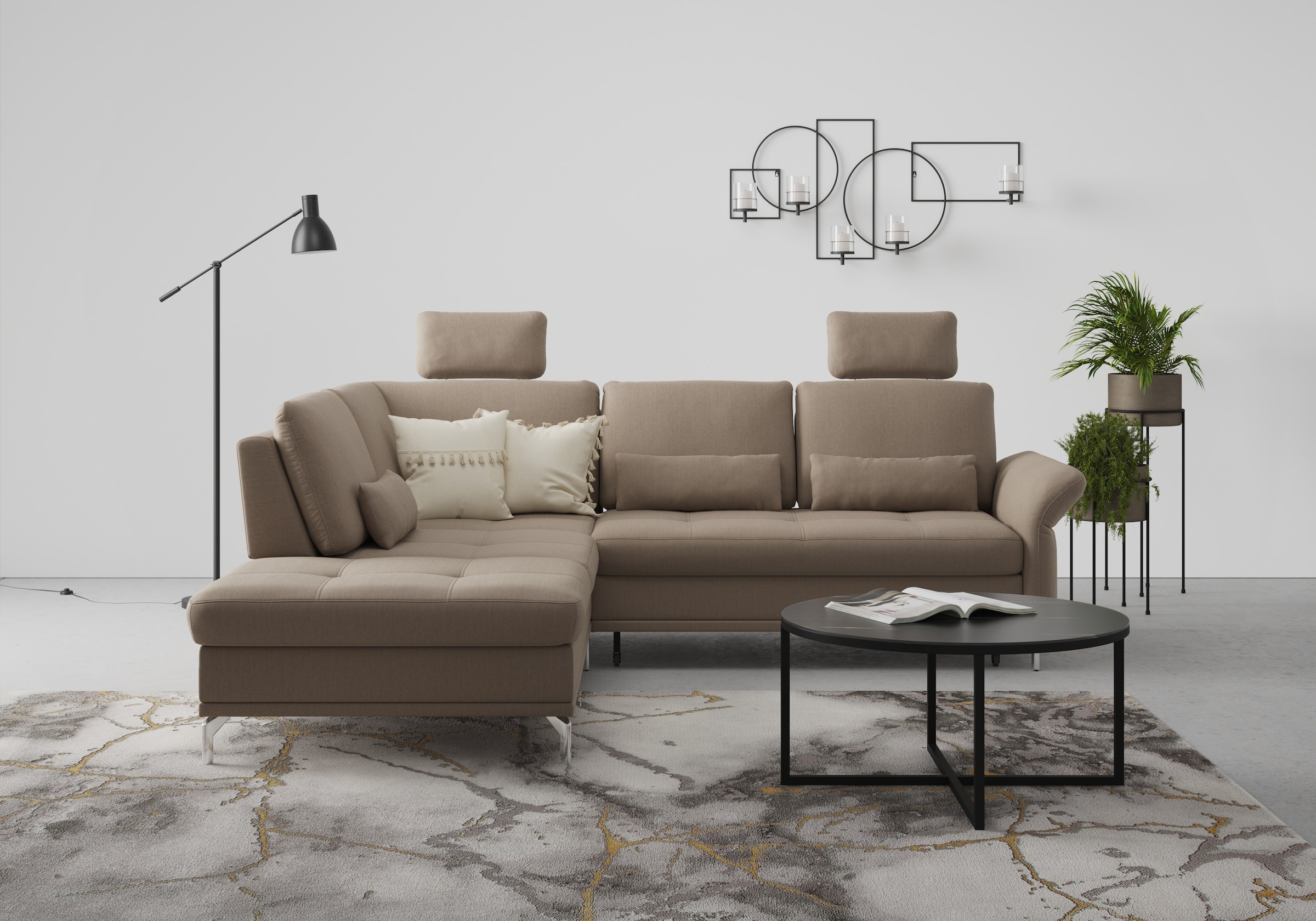 Home affaire Ecksofa "Palm Beach L-Form" Federkern, mit Sitztiefenverstellu günstig online kaufen