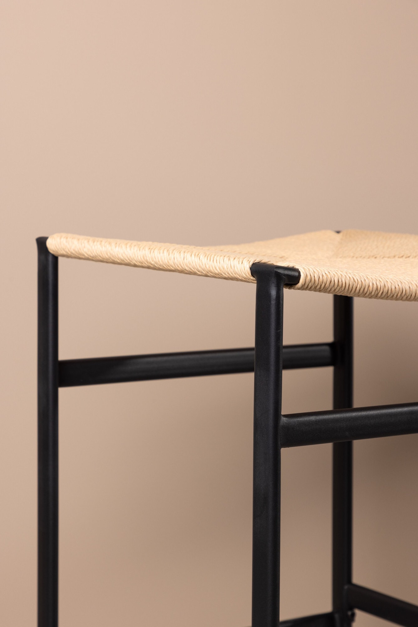 Venture Home Barhocker »Polly, 2er-Set Barhocker mit Seil-Sitz, Stahlbeine, 120 kg« Set, 2 Stk. tlg. Tresenstuhl, Geflecht, Gummibaumholz, Stahlrahmen, Boho