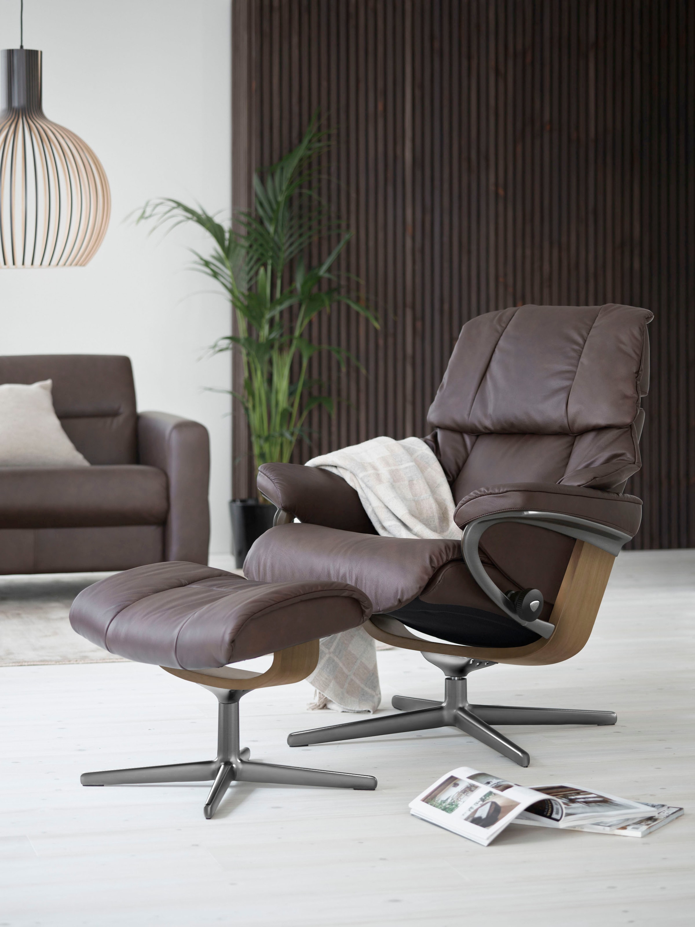 Stressless Fußhocker "Reno", mit Cross Base, Größe S, M & L, Holzakzent Eiche