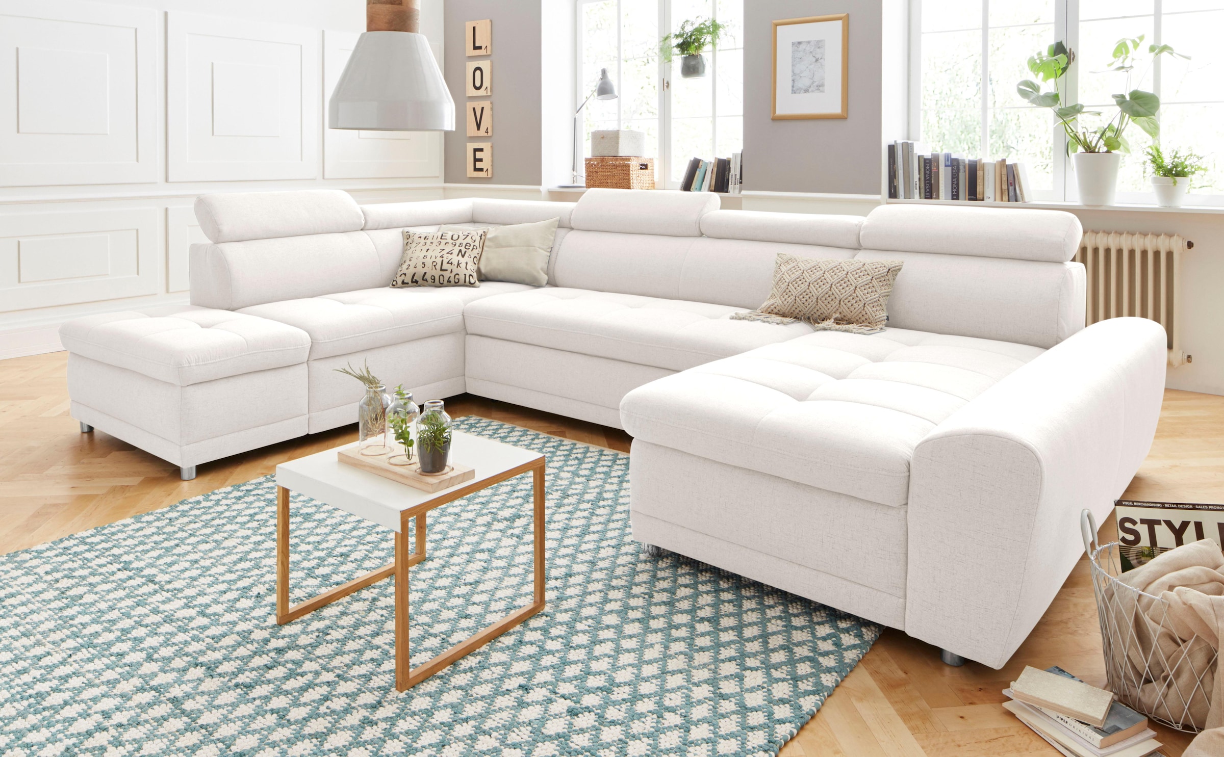 sit&more Wohnlandschaft "Riva U-Form" wahlweise mit Schlaffunktion