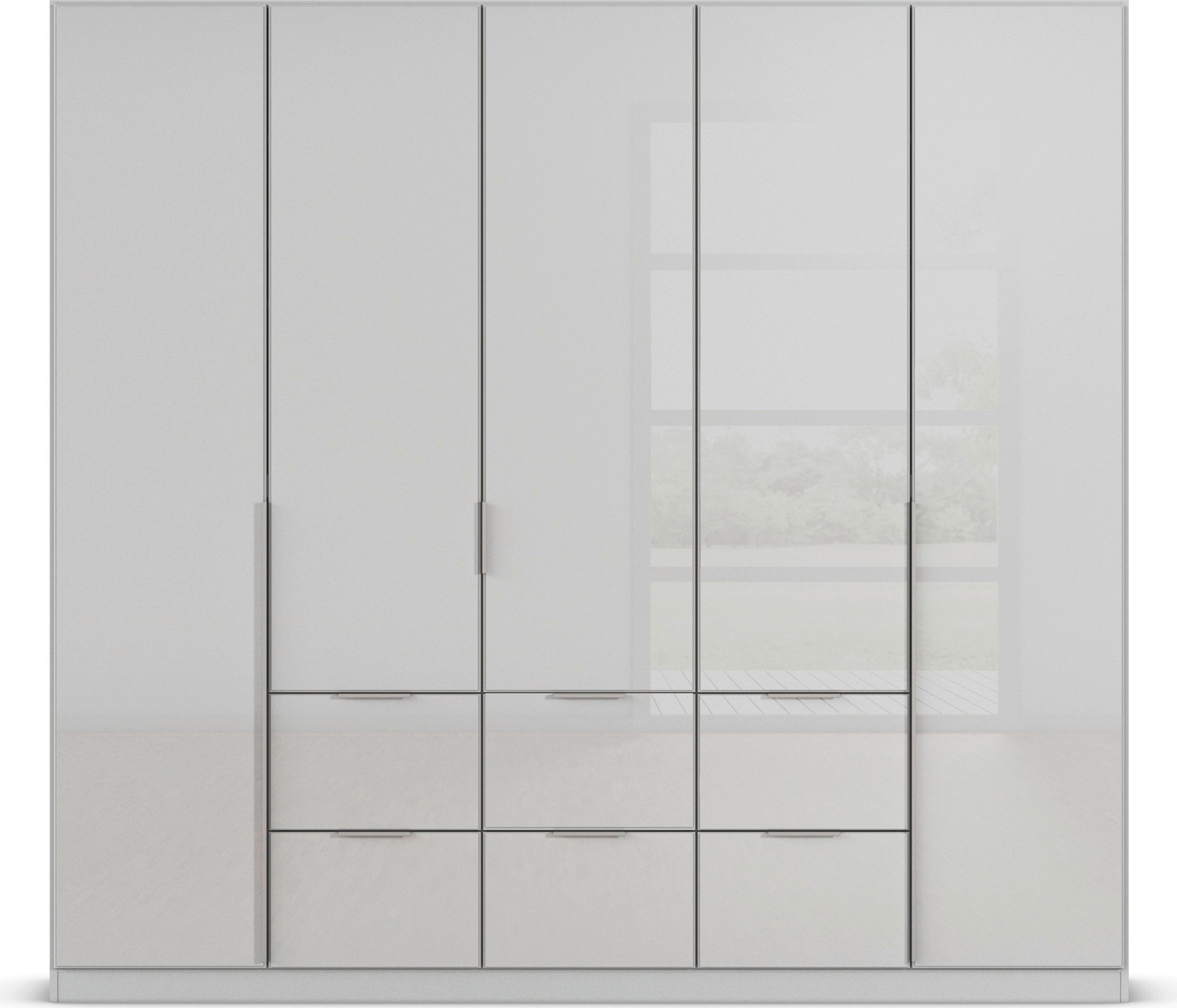 rauch Drehtürenschrank »Kleiderschrank Kleiderschränke Schrank Garderobe AGORDO mit Glasfront«, (in zwei Griff-Farben, Breiten 91-360 cm), mit Außenschubkästen, in 7 Breiten und 2 Höhen MADE IN GERMANY