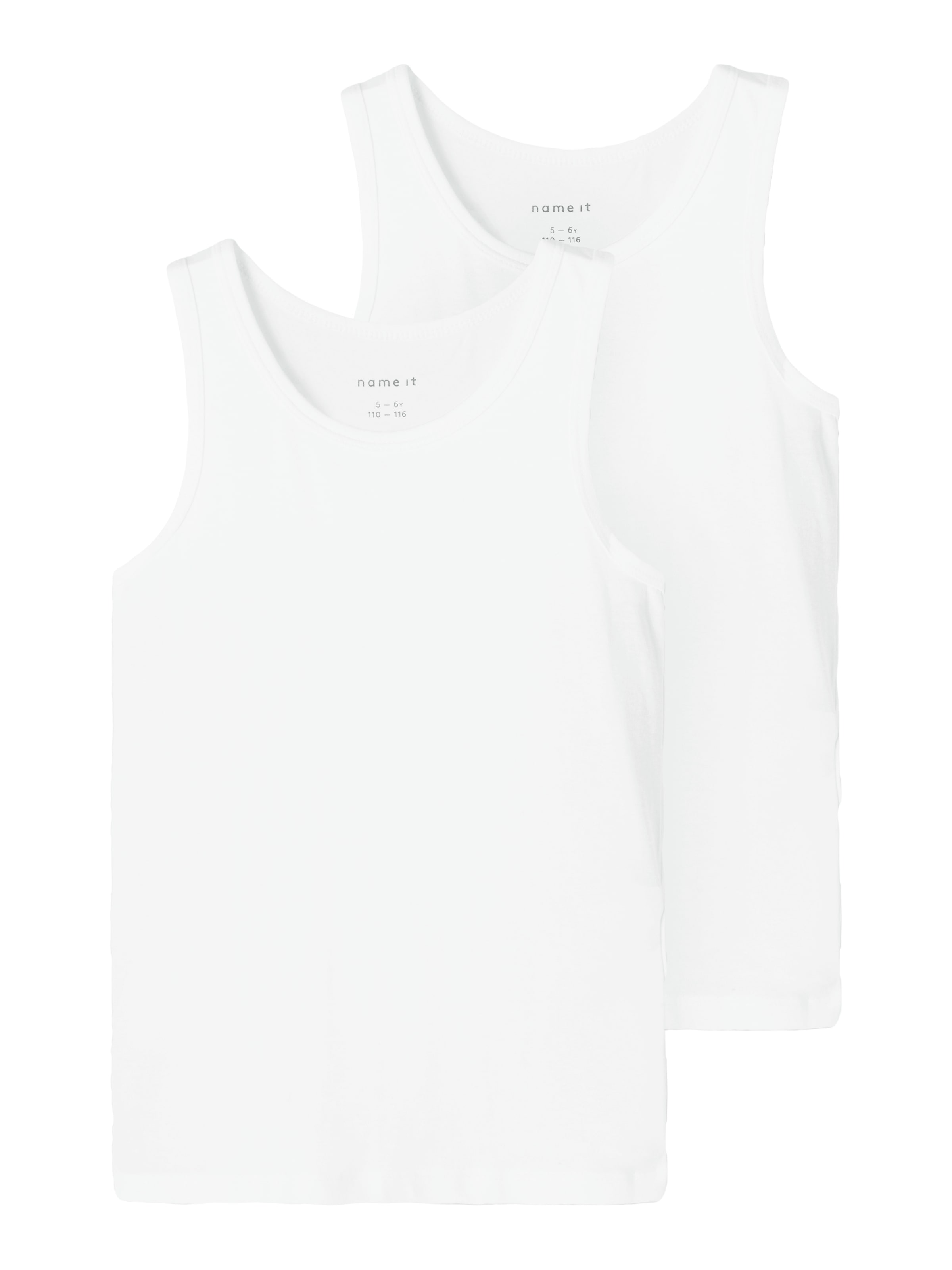 Unterhemd NAME IT "NKMTANK 2P für Jungen mit Rundhals und elastischem Tragekomfort", Jungen, Gr. 116, 2 Stk., N-Gr, weiß (hellweiß), Jersey, Obermaterial: 95% Baumwolle, 5% Elasthan, unifarben, normal, Rundhals, Unterhemden Unterhemd, normal, Jersey, eing 2