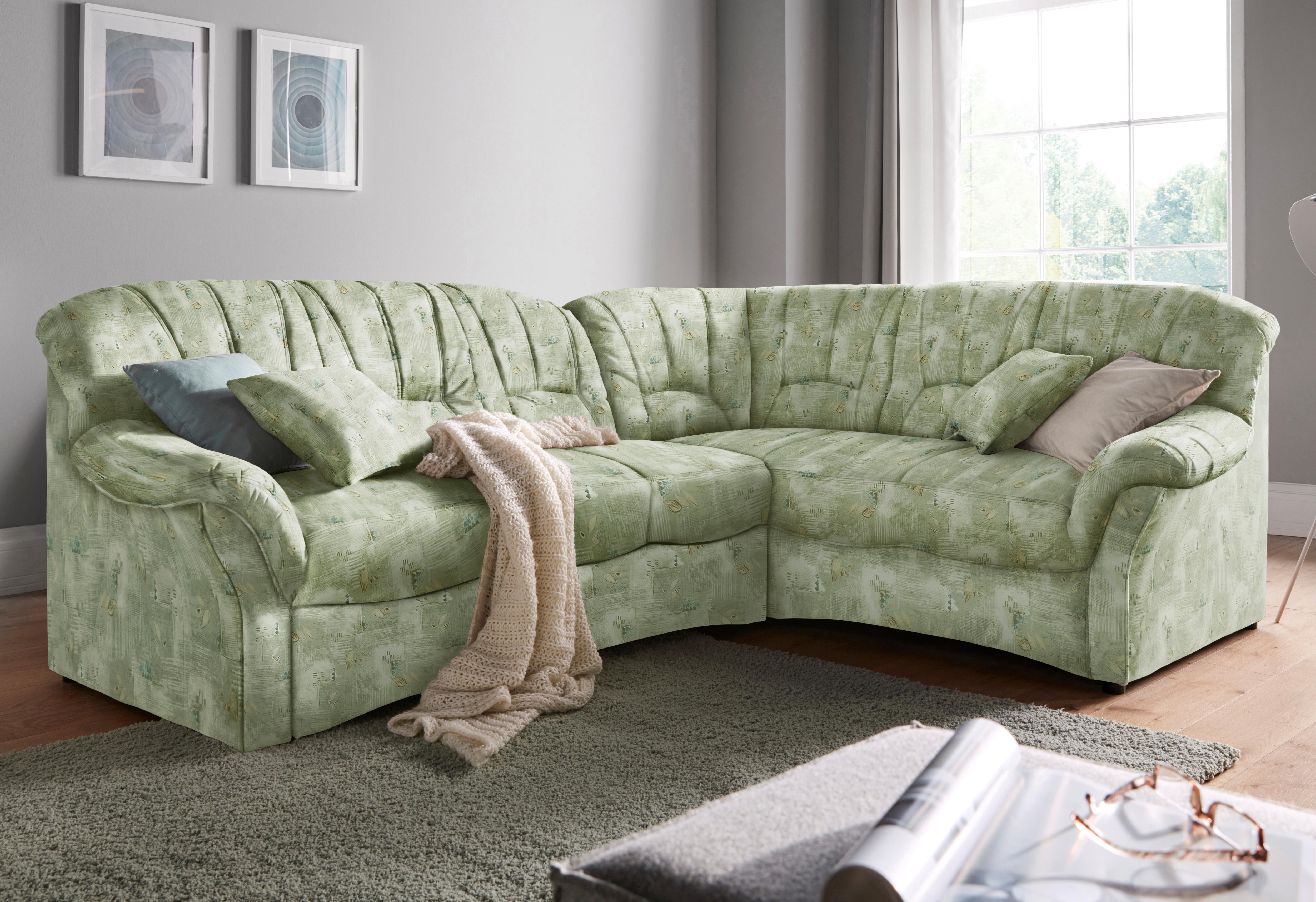 DOMO collection Ecksofa "Bahia, zeitlos & elegant, Breite 256cm, bequeme Armlehnen, L-Form" wahlweise mit Bettfunktion