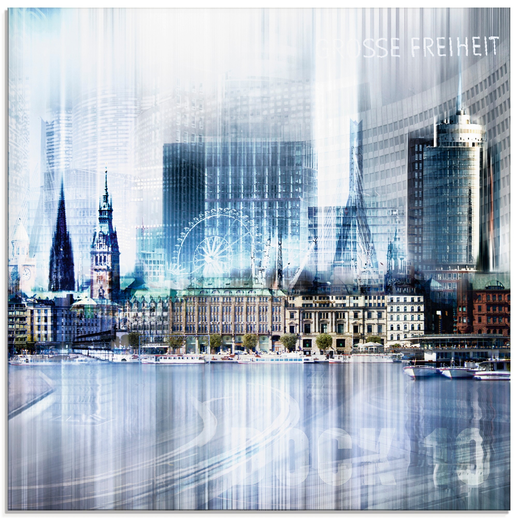 Glasbild »Hamburg Abstrakte Collage«, Deutschland, (1 St.), in verschiedenen Größen