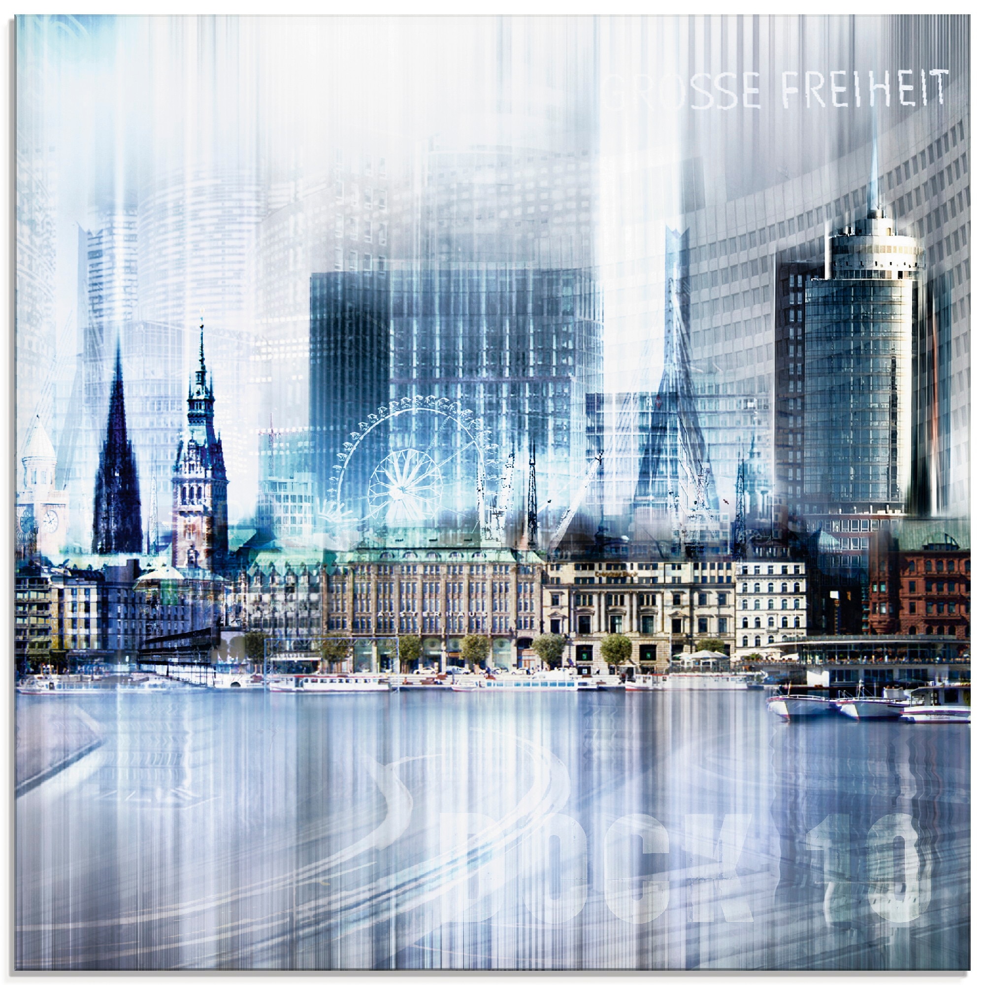 Artland Glasbild "Hamburg Abstrakte Collage" Deutschland 1 Stk. tlg. in verschiedenen Größen