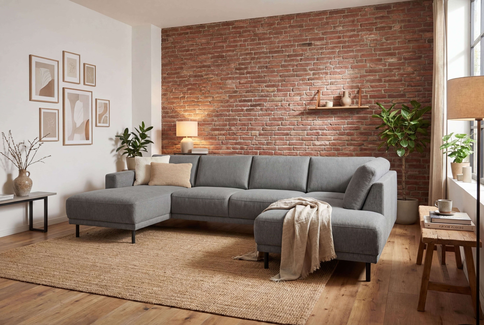 OTTO home Wohnlandschaft "Sveeva, U-Form, XXL, B.310 cm, schwarze Metallfüße" langlebiger Webstoff, mit Wellenunterfederung, viele Farben