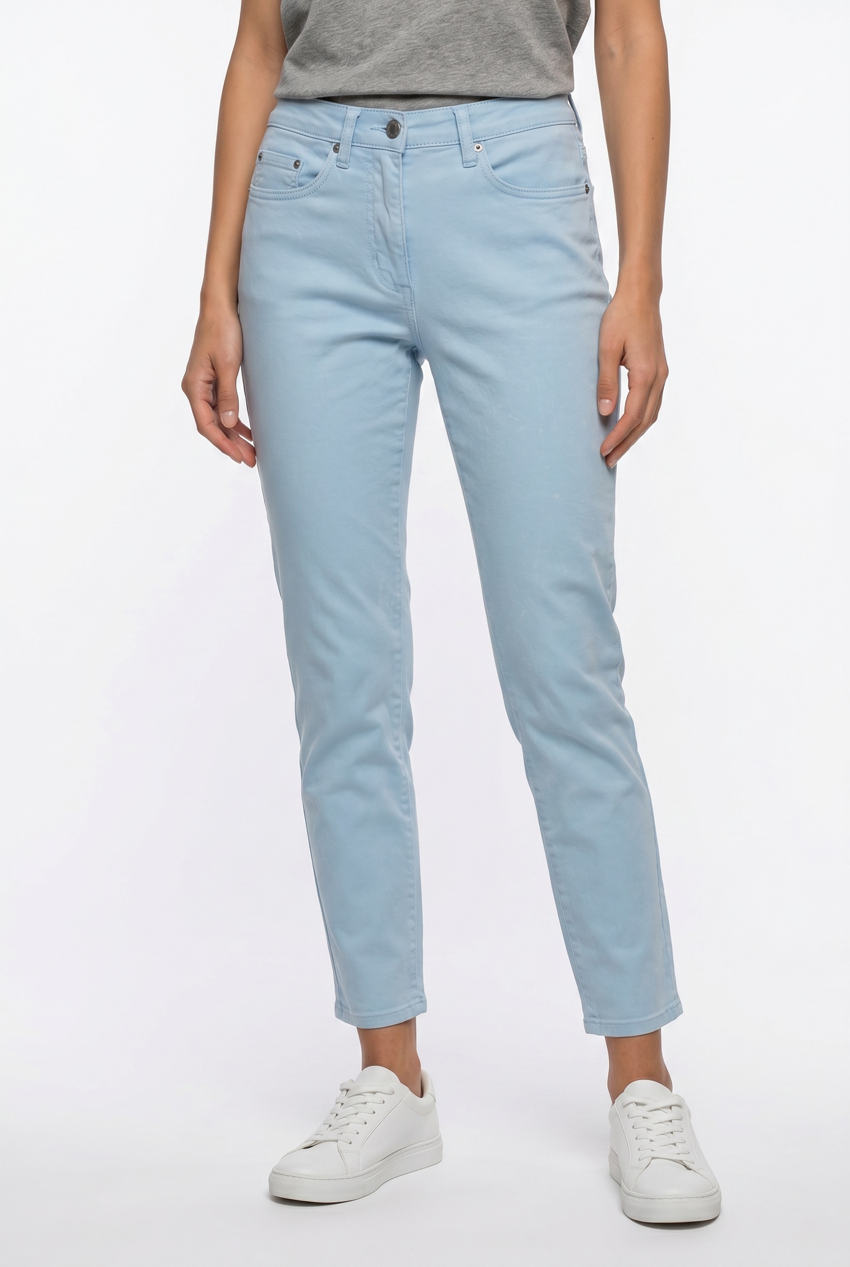 bonprix 1100000002199 "Verkürzte Twill-Hose im Used-Look" aus Baumwolle und Elasthan, schmale Silhouette, slim fit, Used-Look