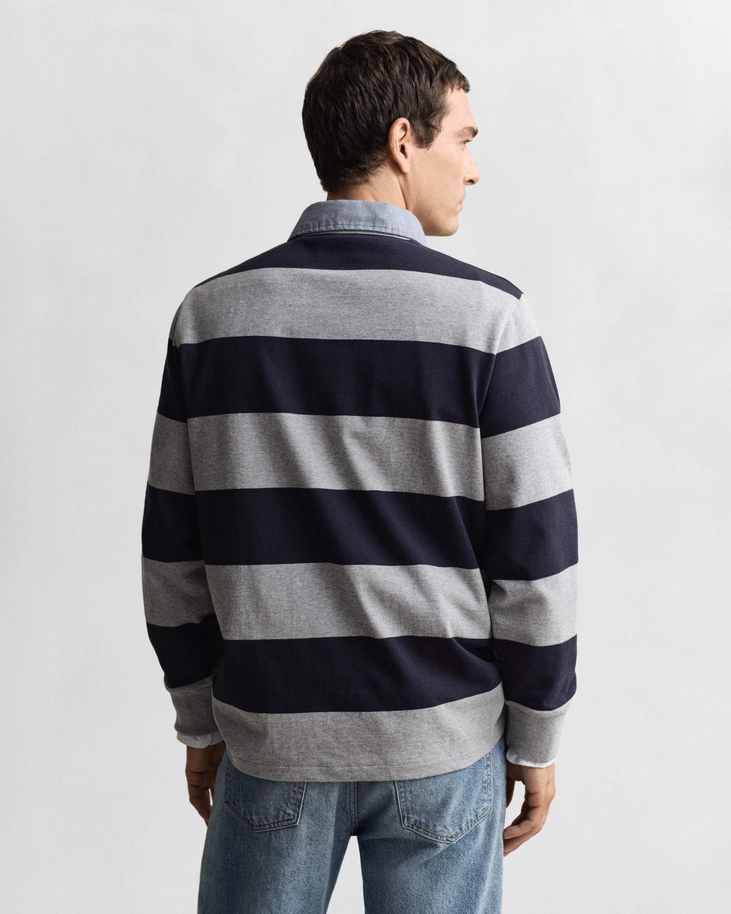 Thumbnail - Gant Langarm-Poloshirt "REG CHAMBRAY STRIPE HEAVY RUGGER"
