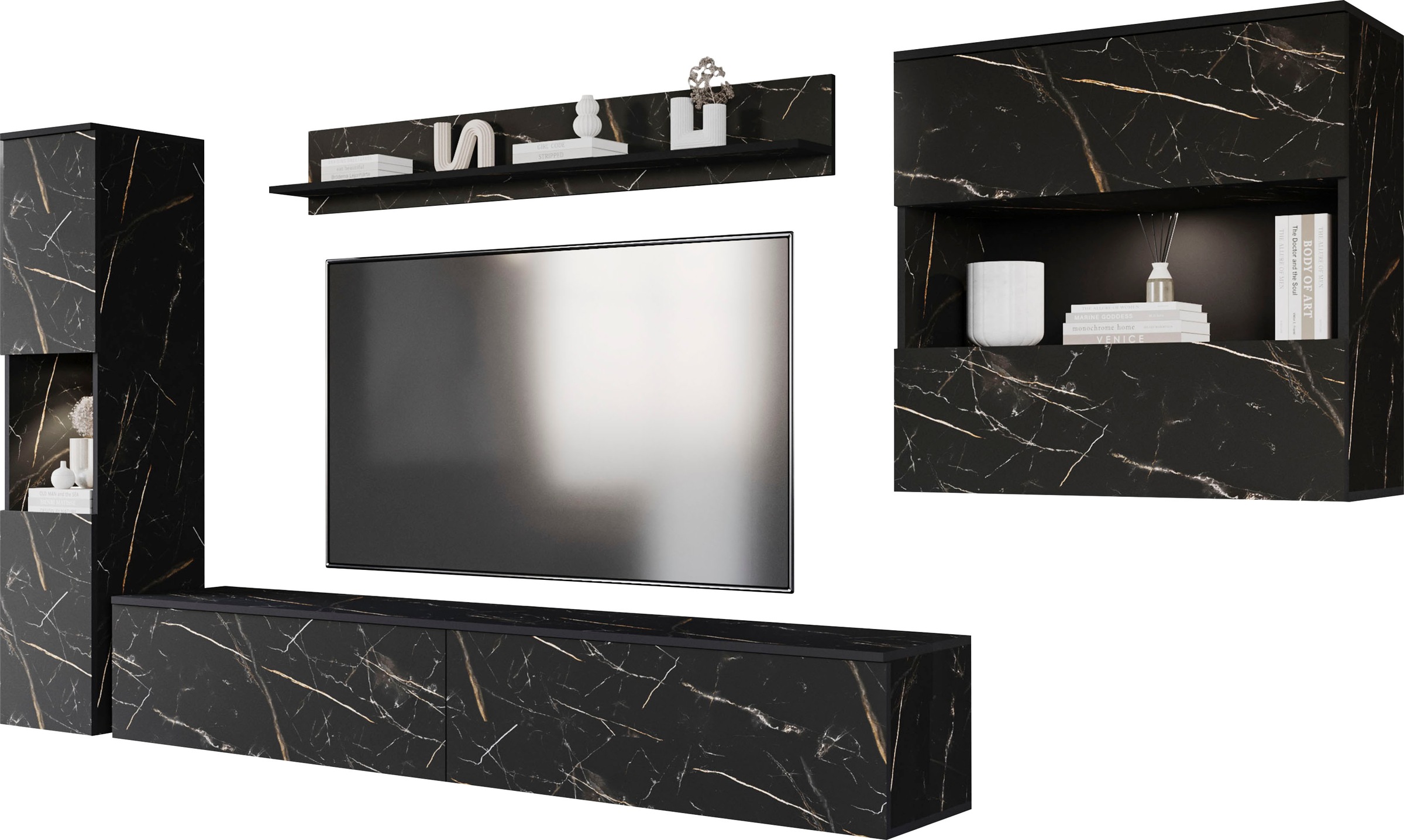 INOSIGN Wohnwand "PARIS, Vitrine Türanschlag links/rechts wechselbar", (Kom günstig online kaufen