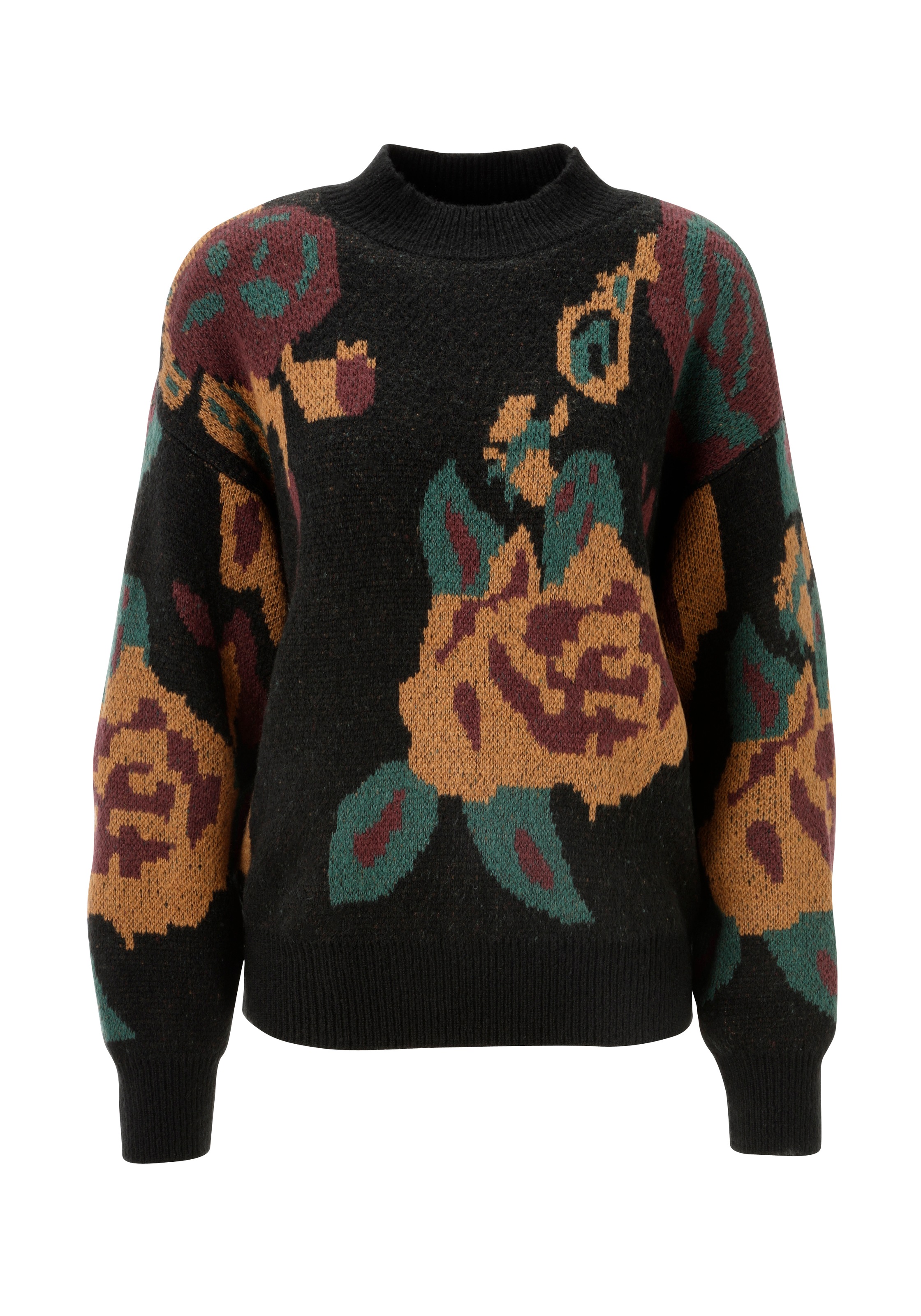 Aniston CASUAL Strickpullover, mit großflächigen, eingestrickten Blüten - NEUE KOLLEKTION