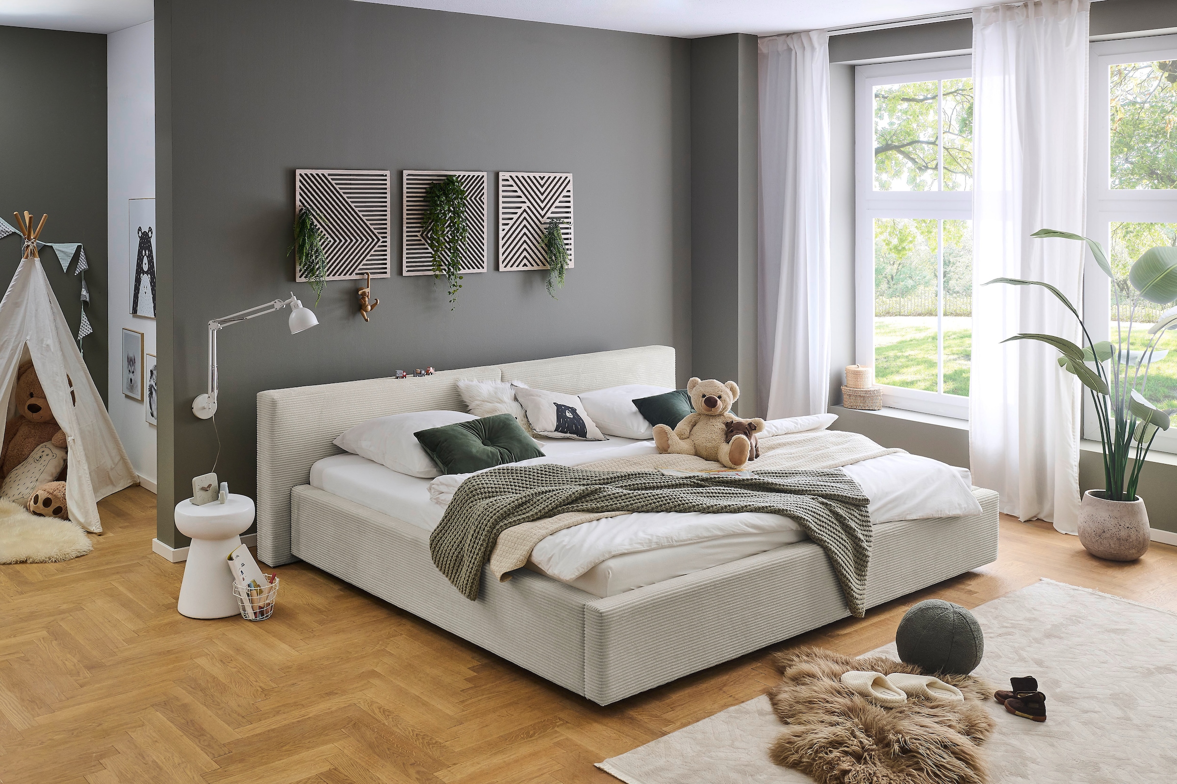meise.möbel Polsterbett »CUBE in Cord, Familienbett 240x200cm, wahlweise mit Lattenrost« verschiedene Farben erhältlich