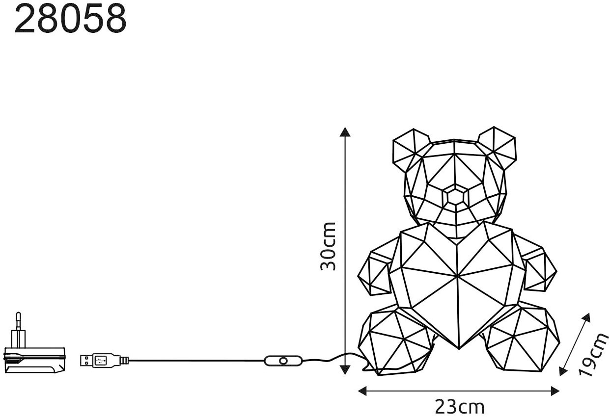 GLOBO LIGHTING Tischleuchte »BRONDAR« LED-Modul 1 Stk. Kaltweiß Tischleuchte Klar/Rot, Kristalleffekt, USB, LED