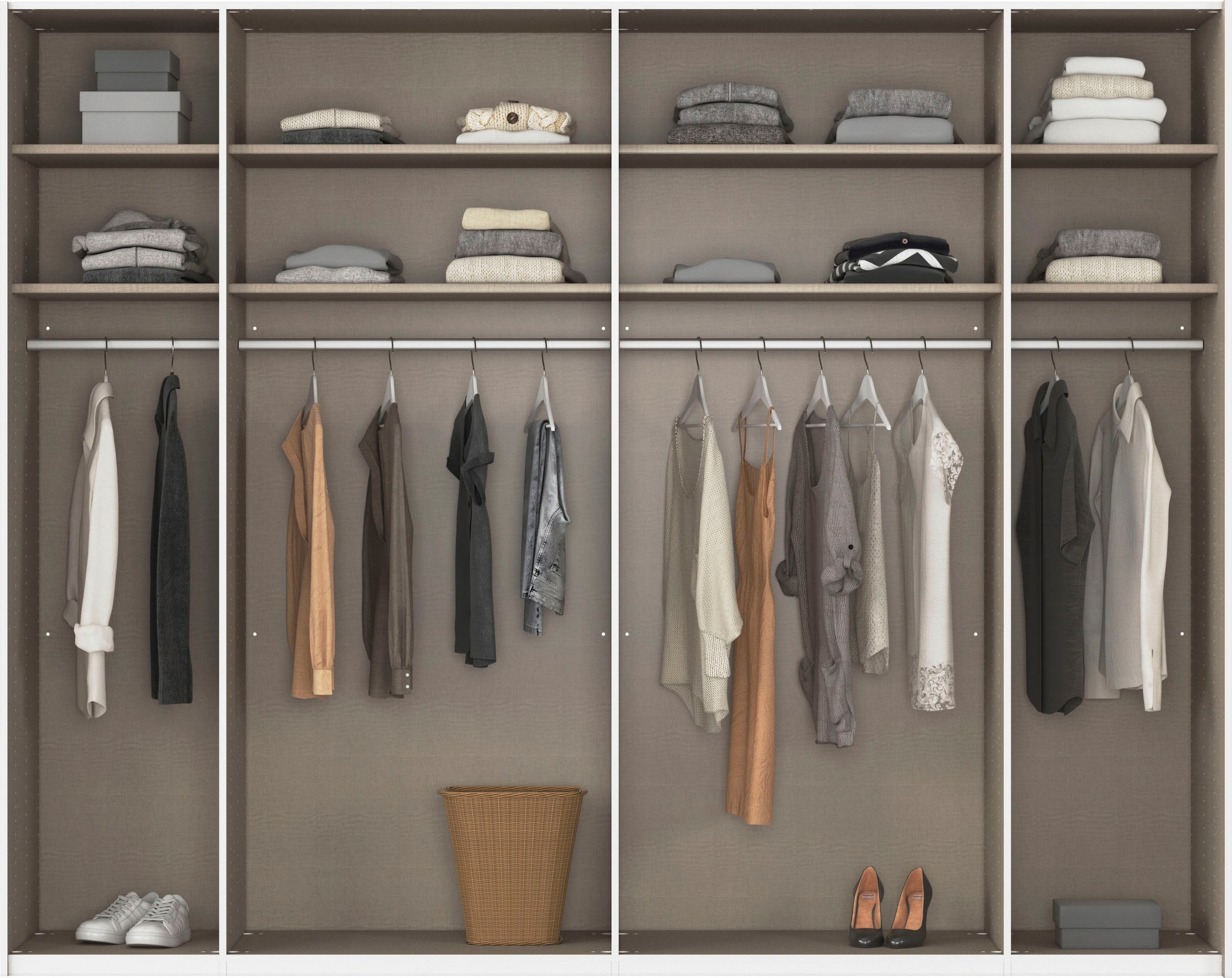 rauch Schwebetürenschrank »Kleiderschrank Schrank Garderobe Wäscheschrank TEGIO«, mit hochwertigen Holzdekoraufleistung und Glasfront MADE IN GERMANY