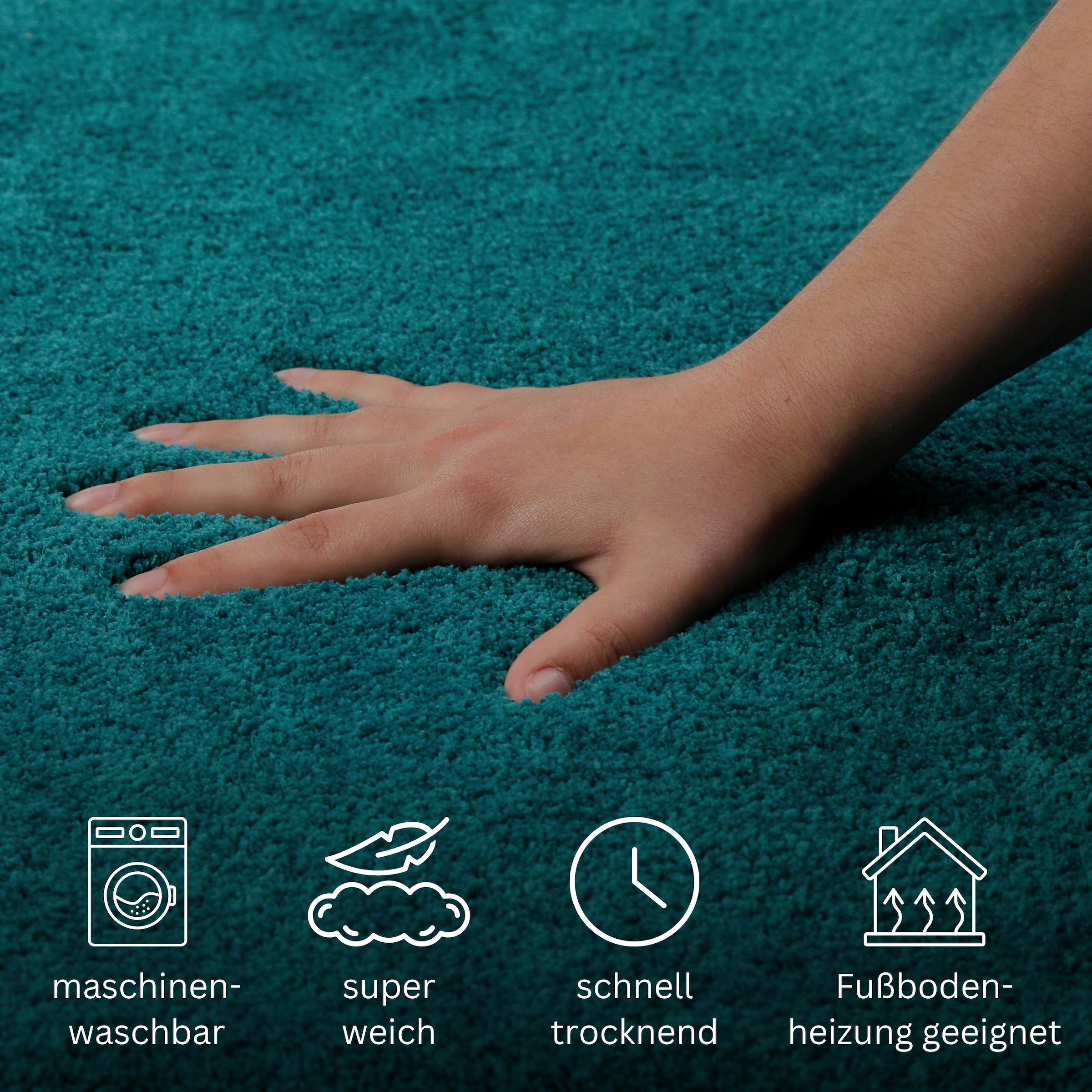 my home Badematte »Neele«, rutschhemmend beschichtet, schnell trocknend, Badteppich, getuftet, modern, Uni, antirutsch, flauschig, hochflor