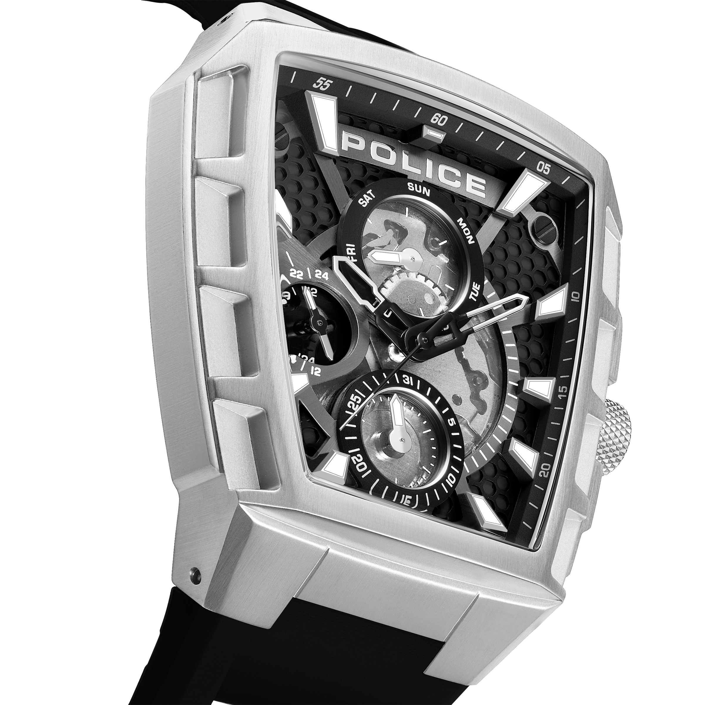 Police Quarzuhr »Tough Gear« Armbanduhr, Herrenuhr, Lederarmband, analog, Tag, Wochentag