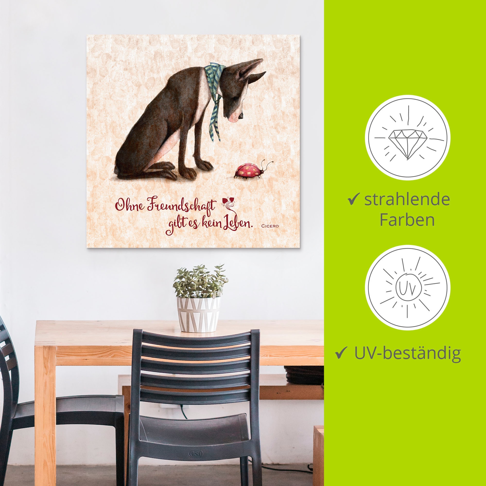 Artland Wandbild »Lebensweisheit Freundschaft«, Tiere, (1 St.), als Alubild, Outdoorbild, Leinwandbild, Poster in verschied. Größen