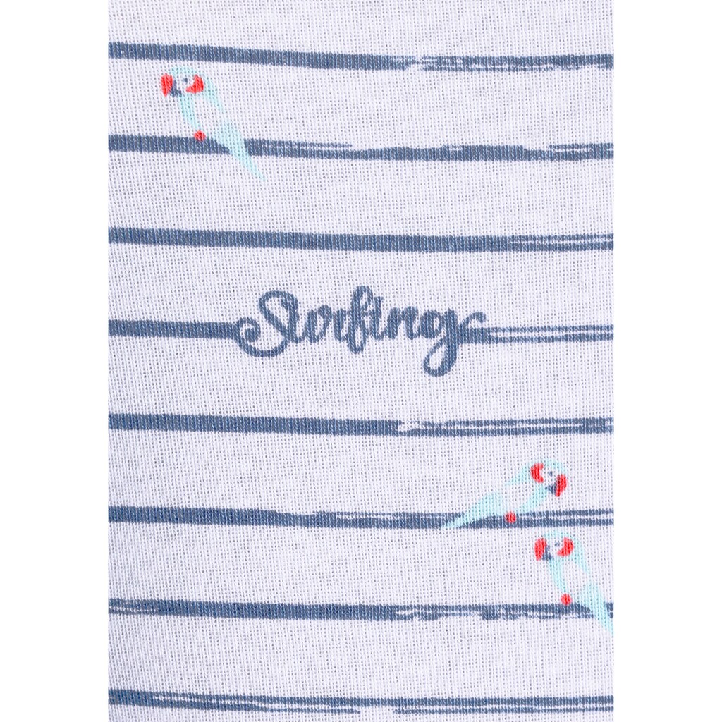 KangaROOS Langarmshirt, mit minimalistischem Vögel & Streifen-Print