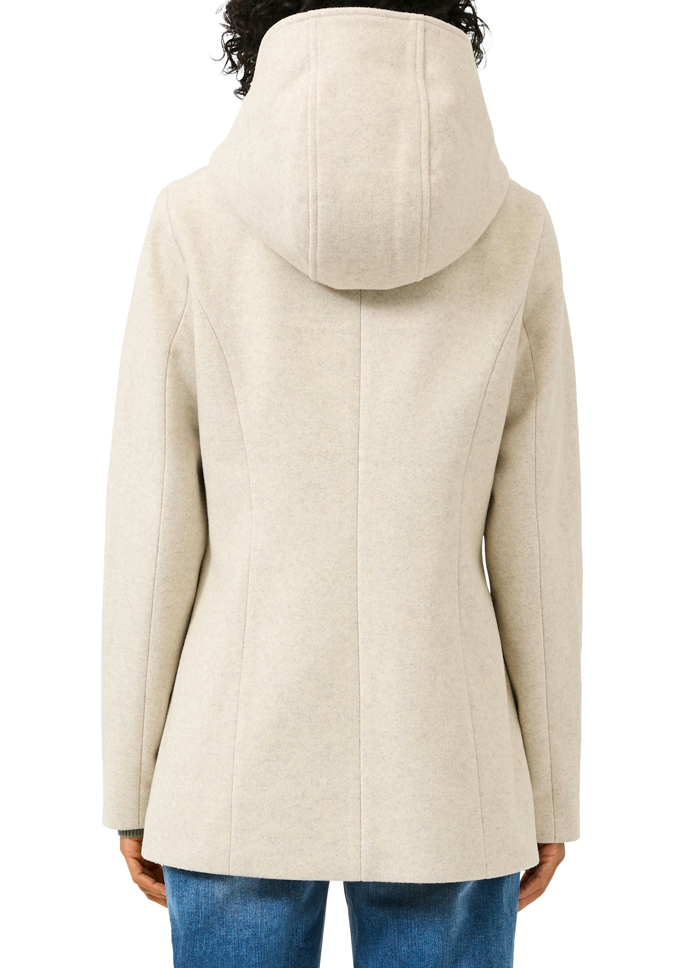 QS Kapuzenfleecejacke mit Kapuze mit doppelter Knopfleiste günstig online kaufen