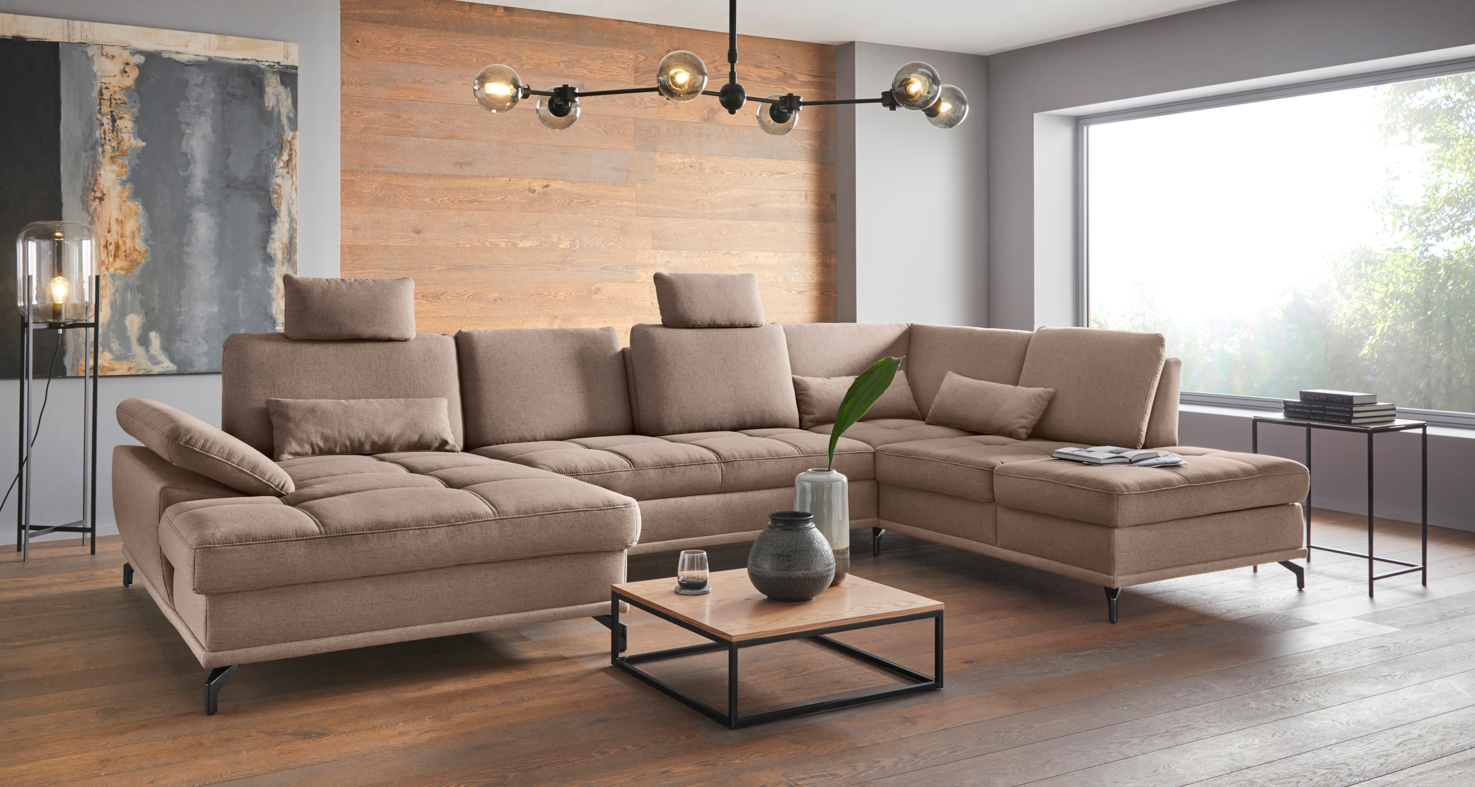 OTTO home Wohnlandschaft "Costello U-Form, B: 363 cm mit Sitztiefen- & Armteilverstellung" optional Schlaffunktion & Bettkasten
