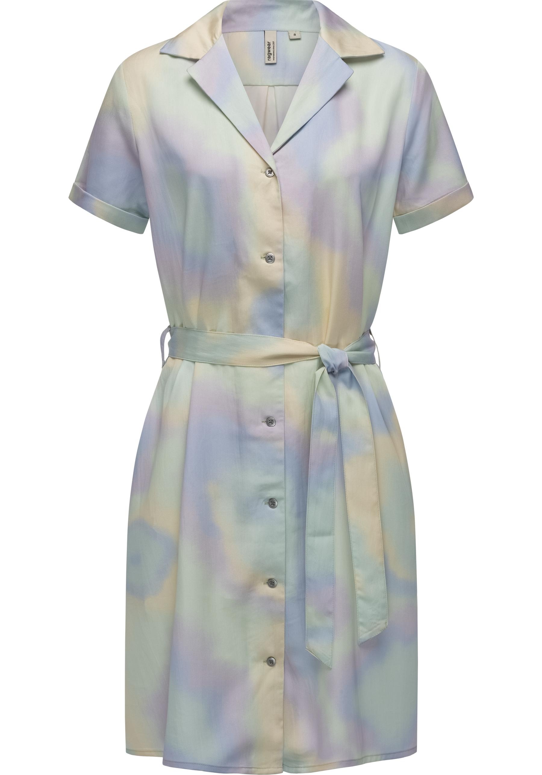 Sommerkleid RAGWEAR "Sawira", Damen, Gr. XXL (44), Normalgrößen, grün (hellmint), Material: 100% Lyocell, bequem knielang, V-Ausschnitt, Ärmel ohne Ärmelschlitz normaler Saum, Kleider Sommerkleid, Gemustertes Midikleid mit Knopfleiste