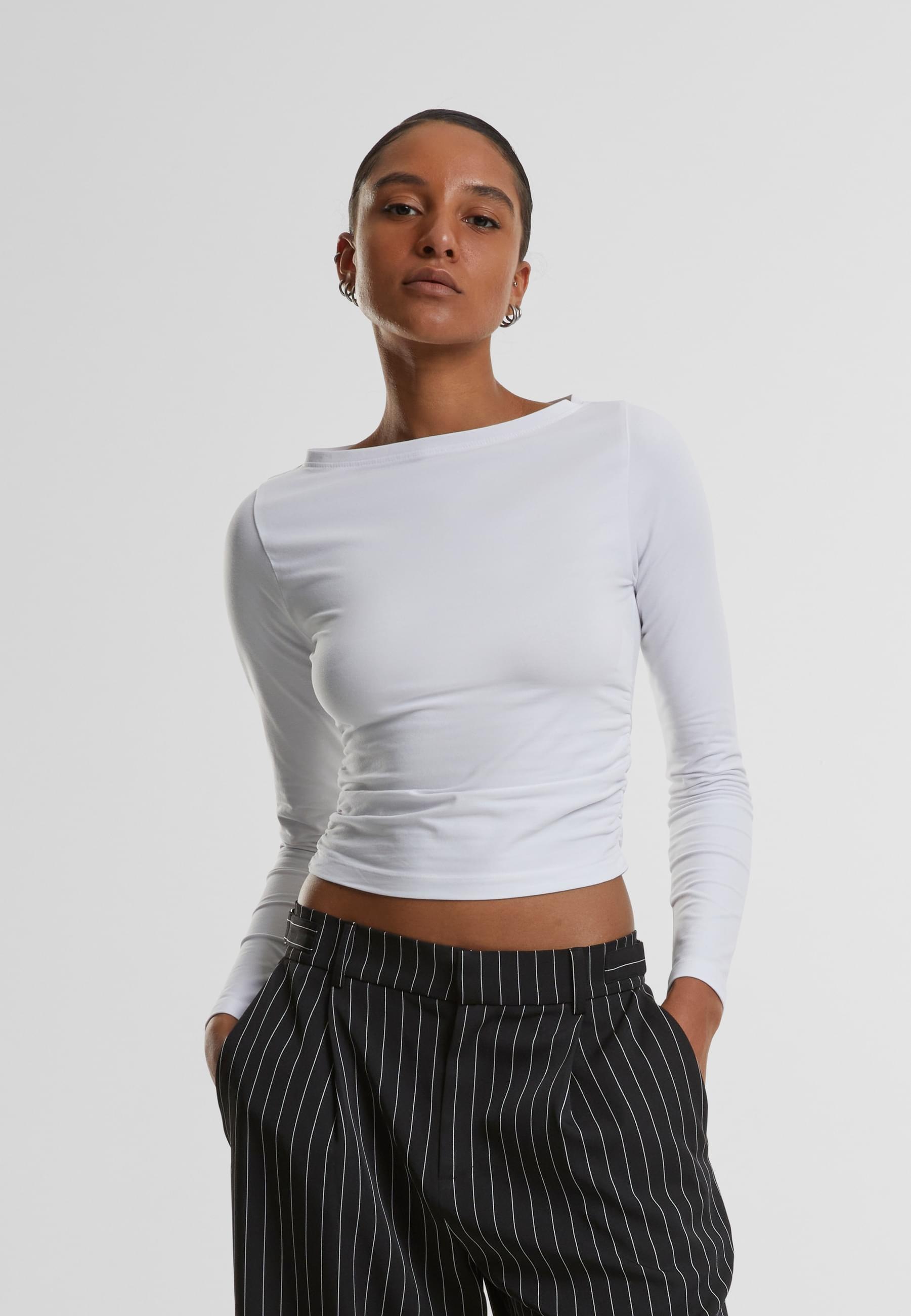 URBAN CLASSICS Longsleeve »Urban Classics Ladies Ruffled Super Slim Longsleeve 2-Pack«, (1 tlg.)
