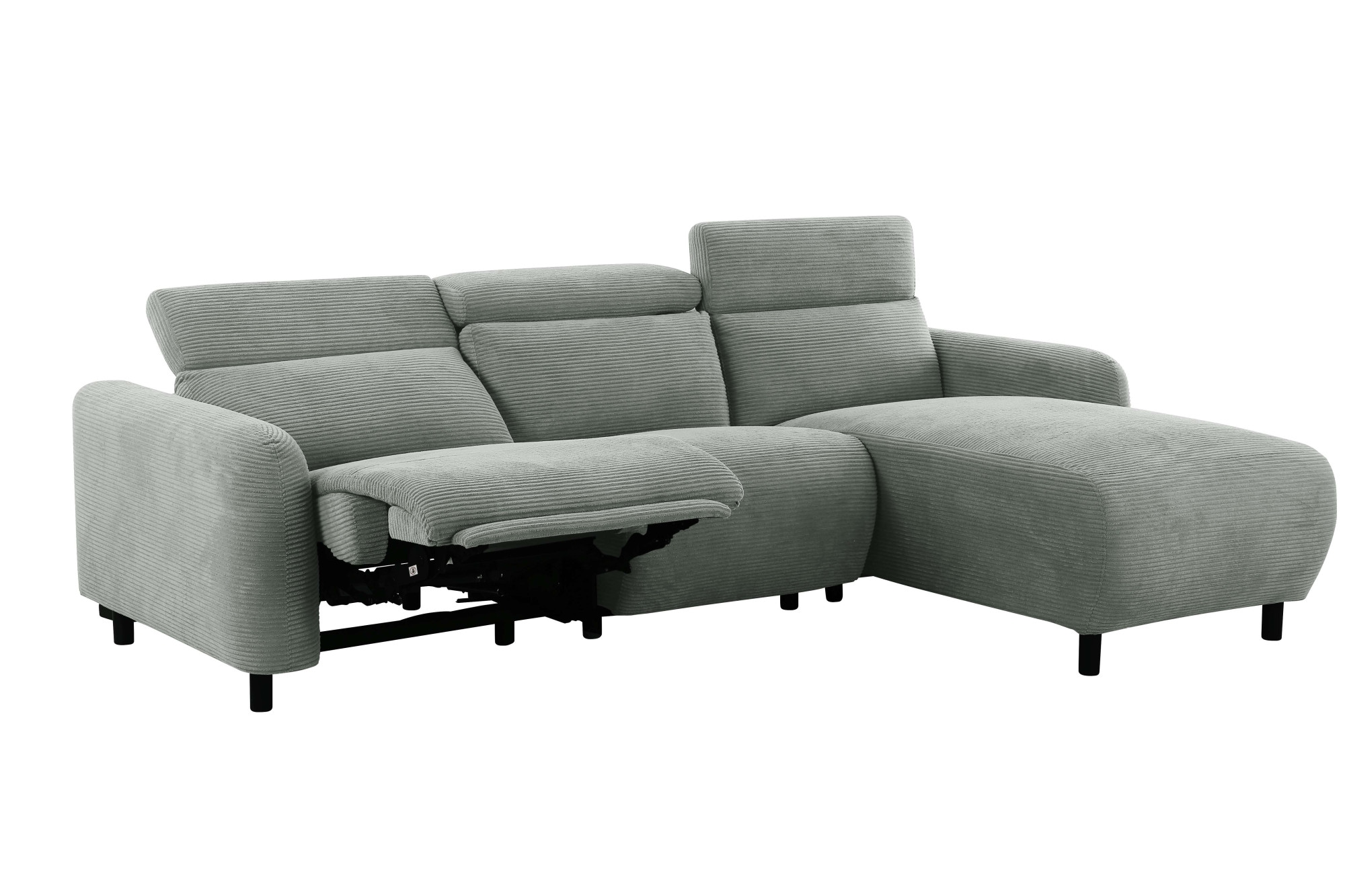 Home affaire Ecksofa »SKAANE in Cord, L-Form, 274 cm, manuelle u. elektrische Funktion,«, Kopfteilverstellung, Relax-und Liegefunktion, Federkernpolsterung