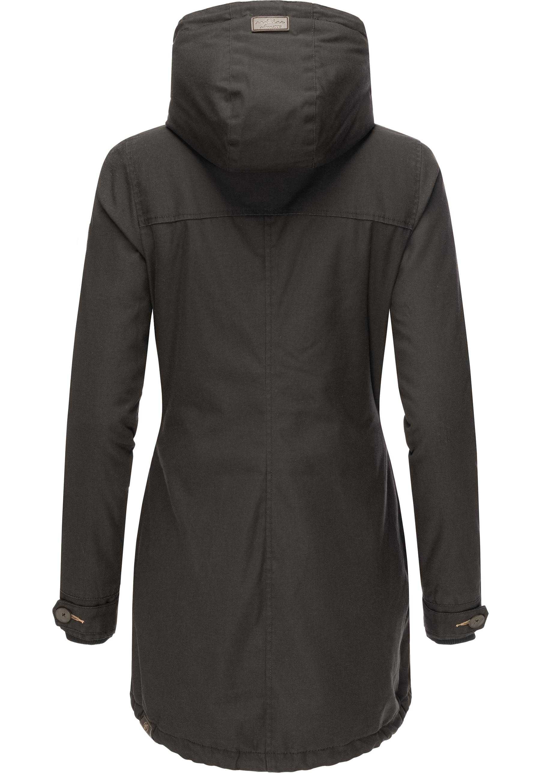 Winterjacke Ragwear BAUR Damen kaufen Kapuze, Black mit online mit Winterparka modischer Kapuze Label«, | »Jane