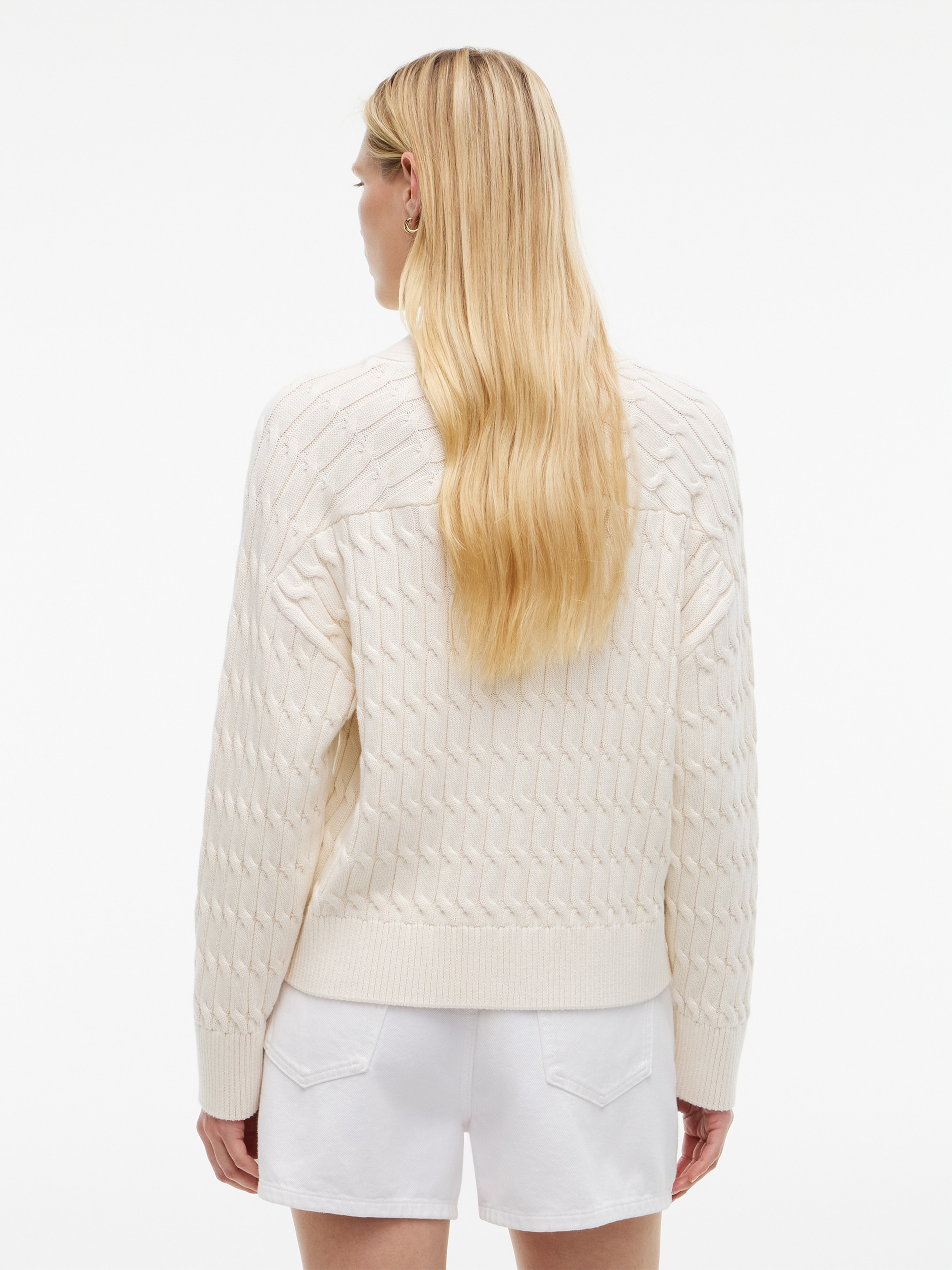 Tommy Hilfiger Strickjacke »MID GG CABLE V-NK LS CARDI« Baumwolle, mit Zopfstrickmuster
