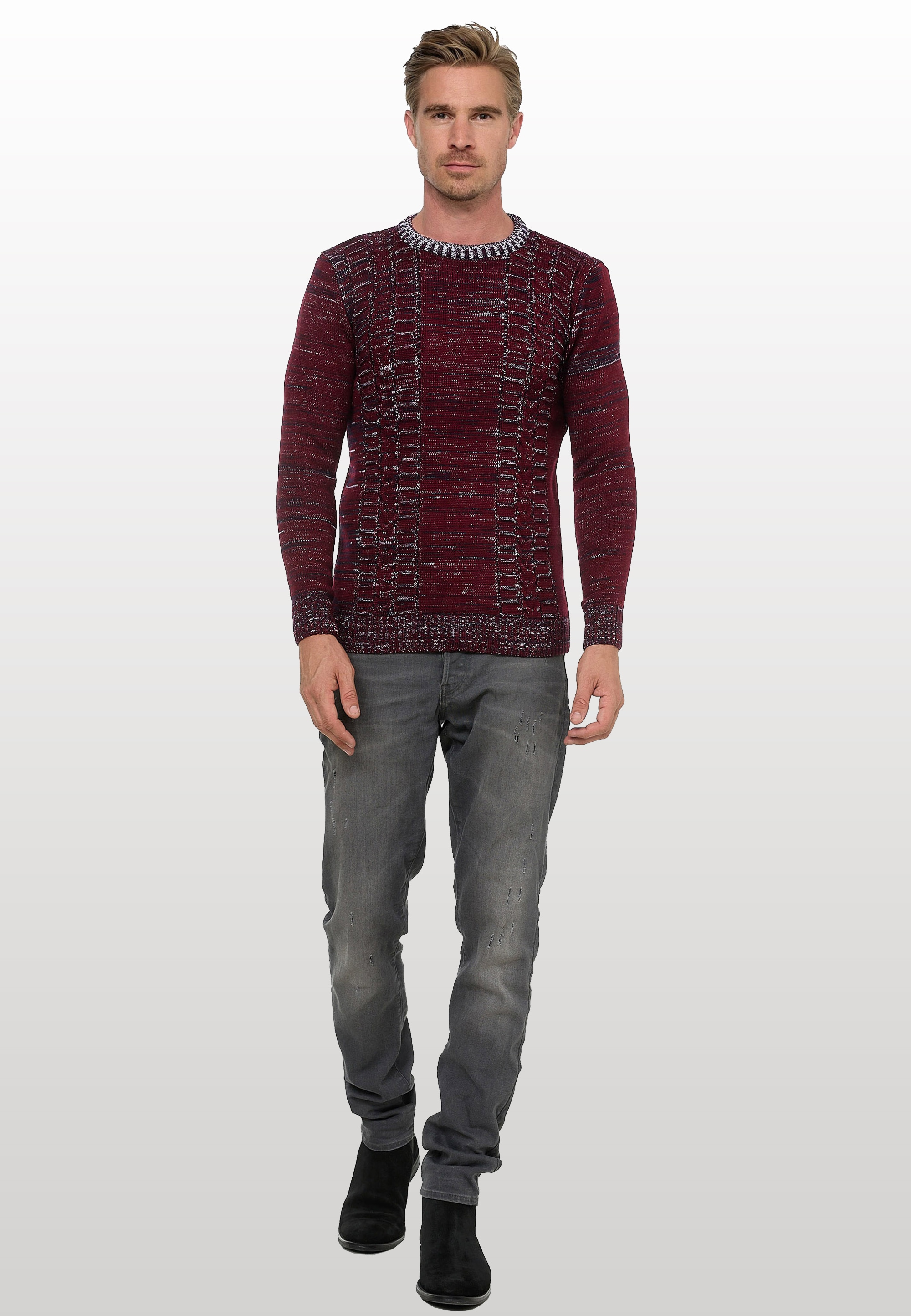 Rusty Neal Strickpullover, mit meliertem Design