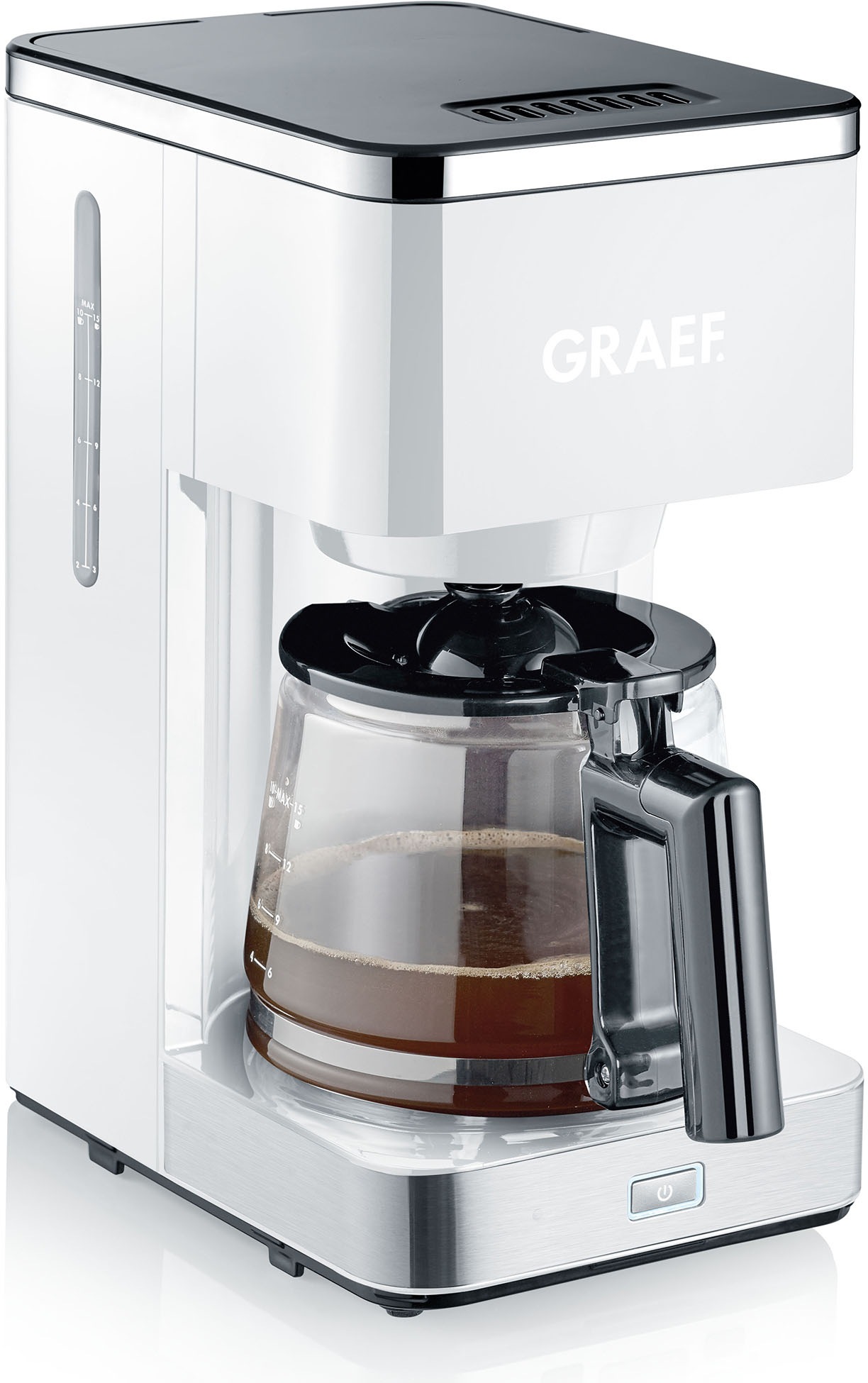 Graef Filterkaffeemaschine "FK 401", 1,25 l Kaffeekanne, Papierfilter, 1x4, mit Glaskanne, weiß