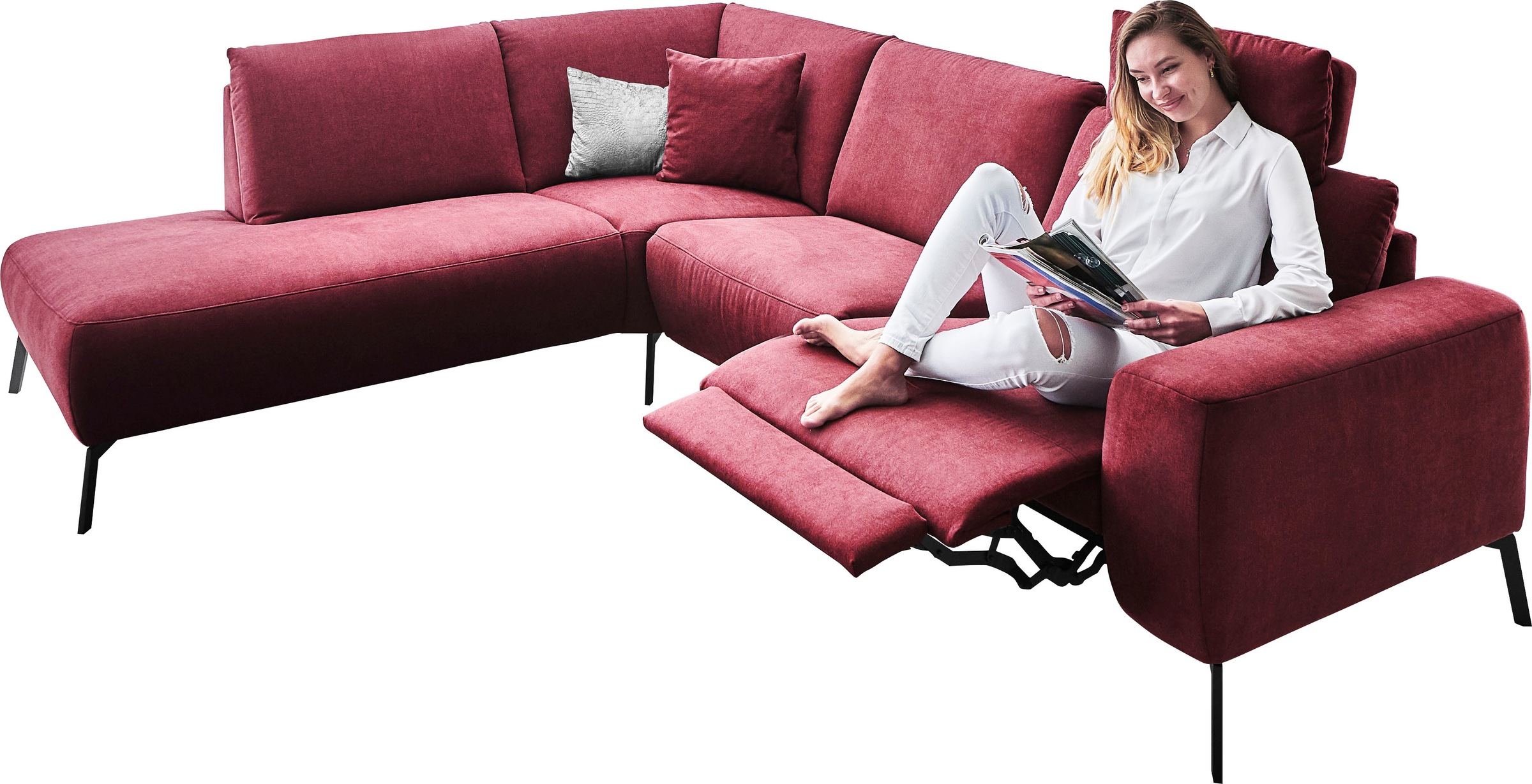 INOSIGN Ecksofa »Bellini L-Form«, incl. motorischer Relaxfunktio, wahlweise Easy Care-Bezug