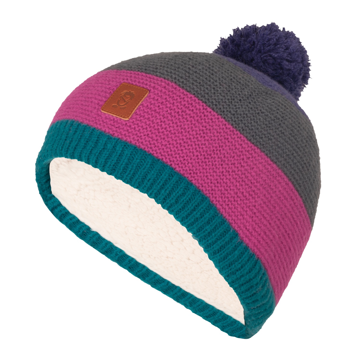 TROLLKIDS Jungen Strickmütze "KIDS GRYLLEFJORD BOBBLE CAP"midnight petrol, schwarz pink, anthrazit, Gr. 2, Strick, Materialmix, Mützen