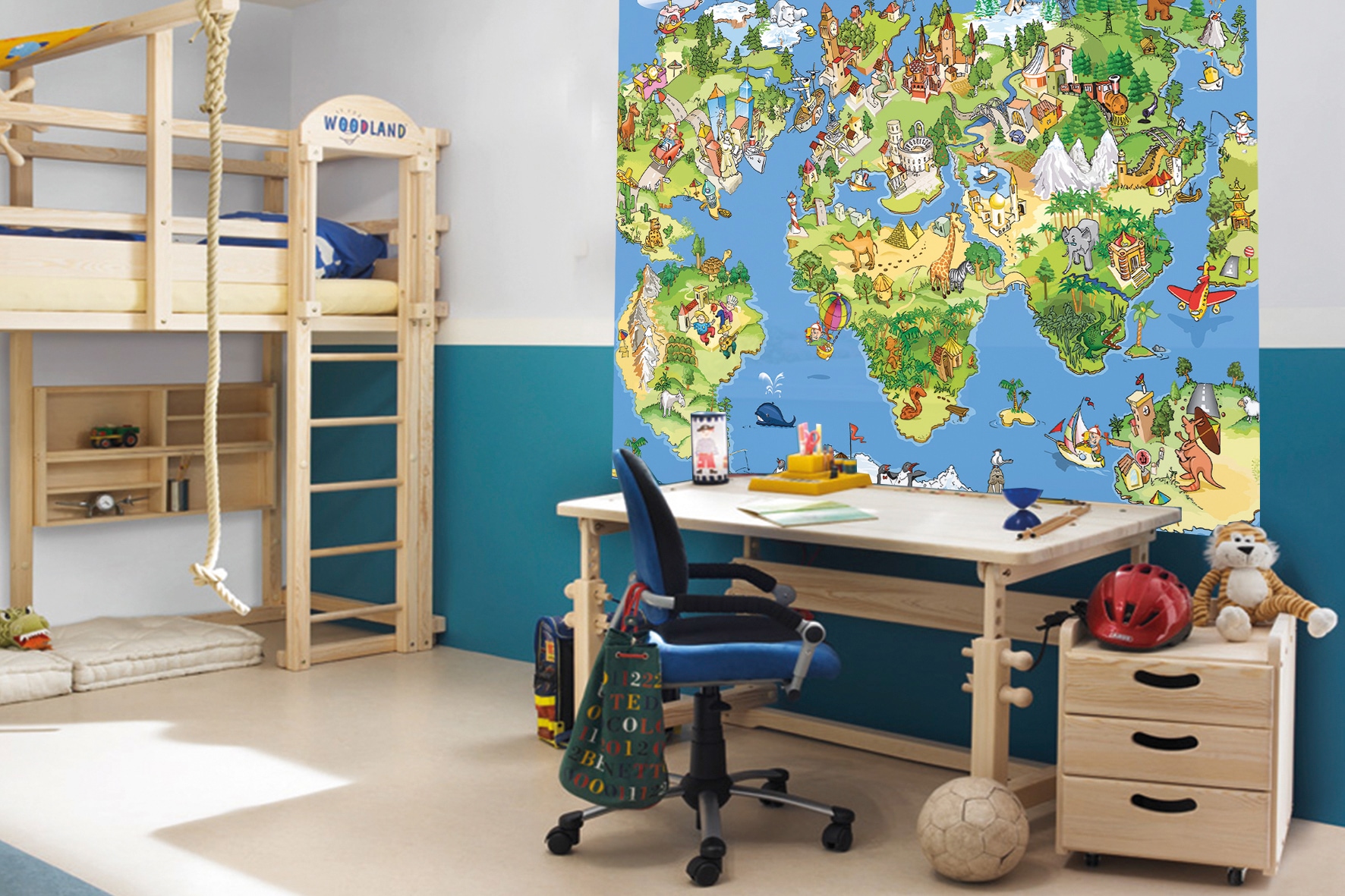 Papermoon Fototapete »Kids World Map«, matt