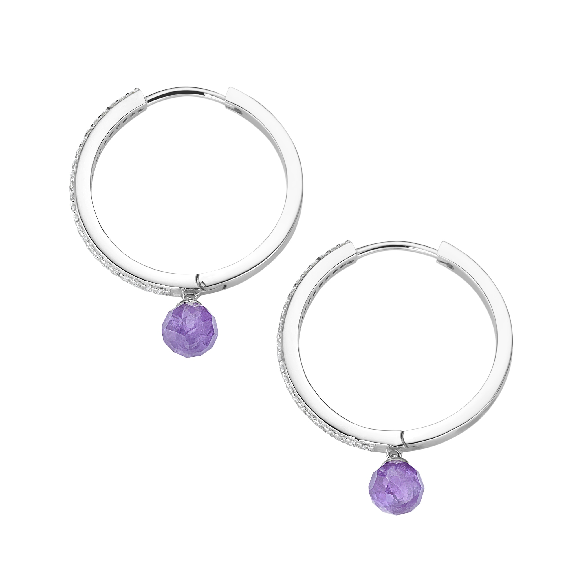 GIORGIO MARTELLO MILANO Paar Creolen »mit Amethyst-Kugeln und Zirkonia, Silber 925«